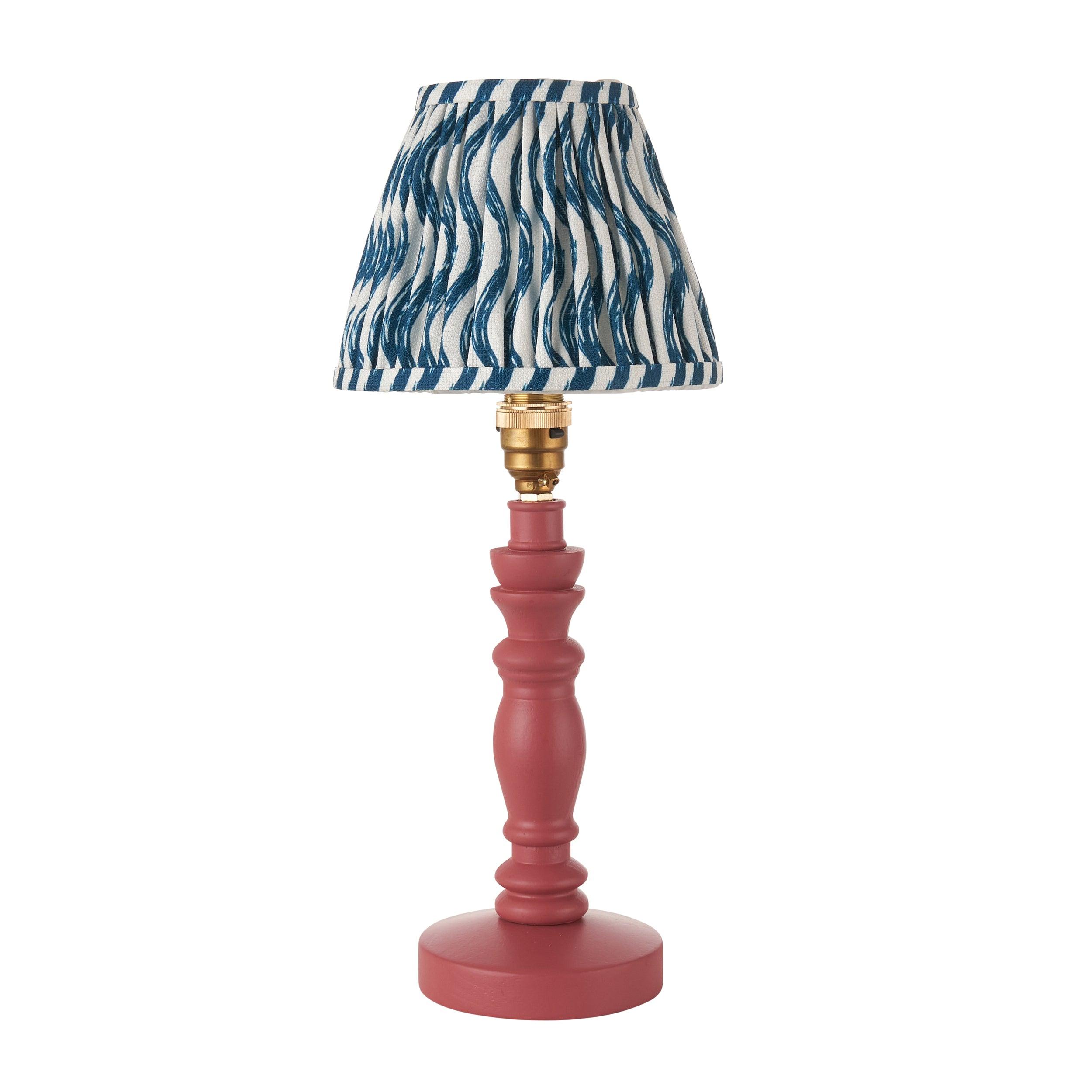 Bibury Pink Table Lamp & Ripple 16cm Marlin Blue Shade