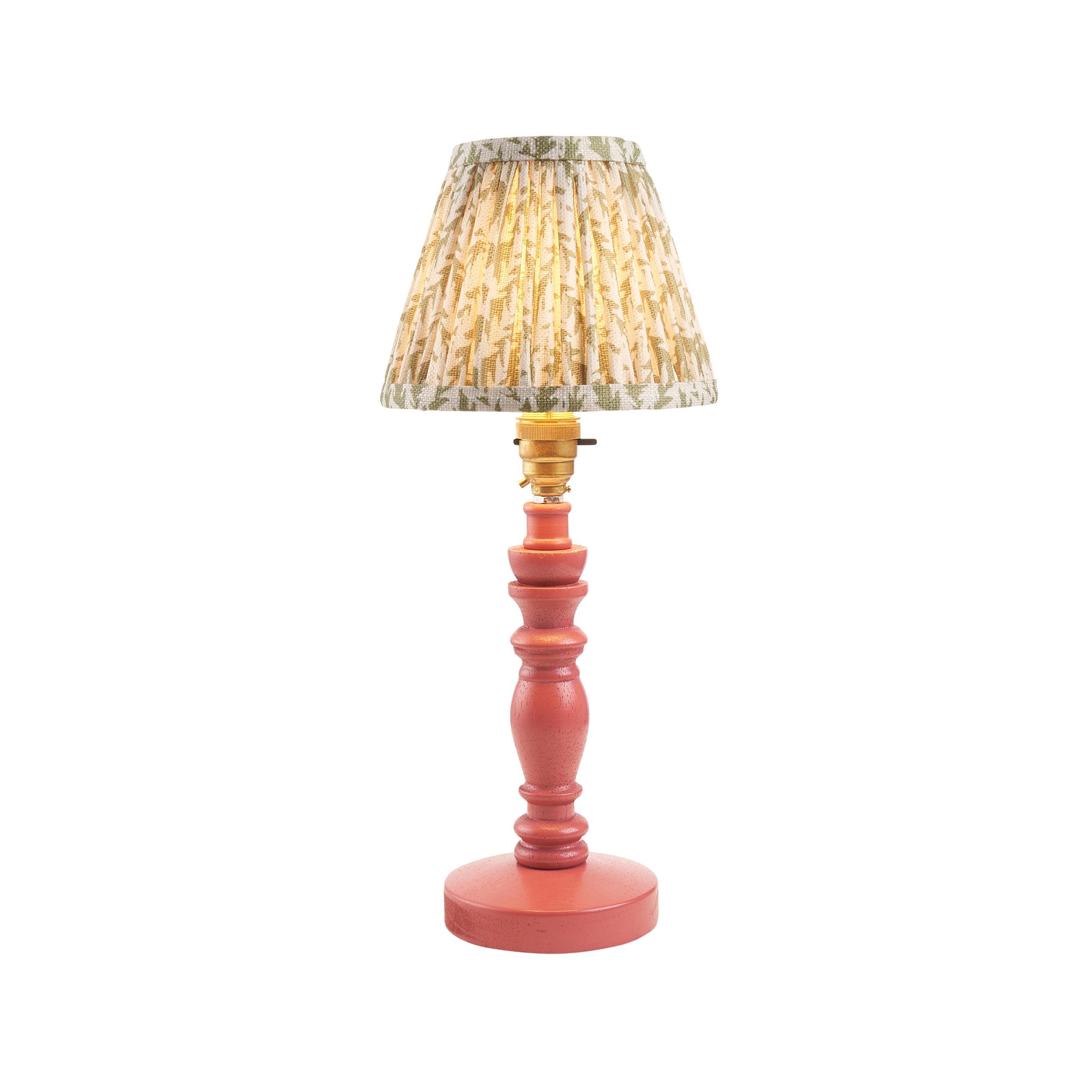 Bibury Pink Table Lamp & Leaf 16cm Herb Garden Green Shade