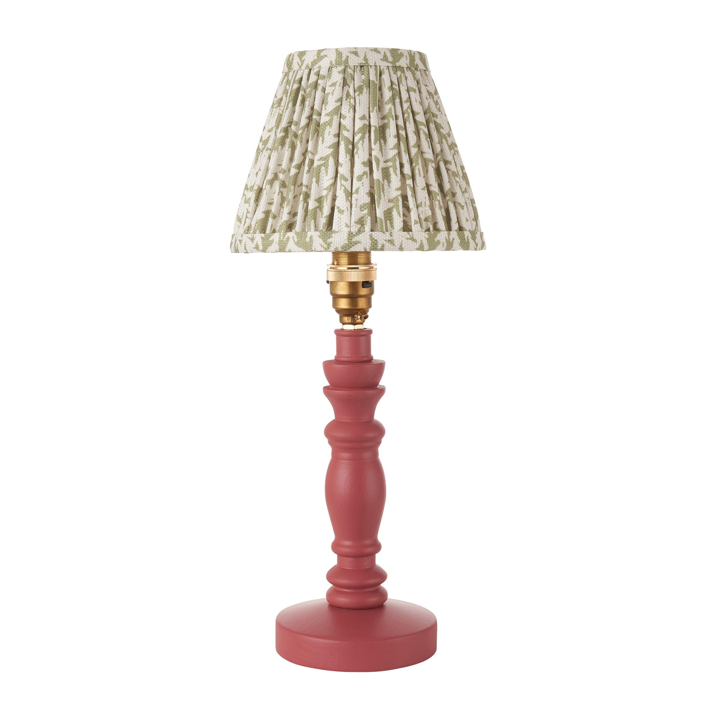 Bibury Pink Table Lamp & Leaf 16cm Herb Garden Green Shade