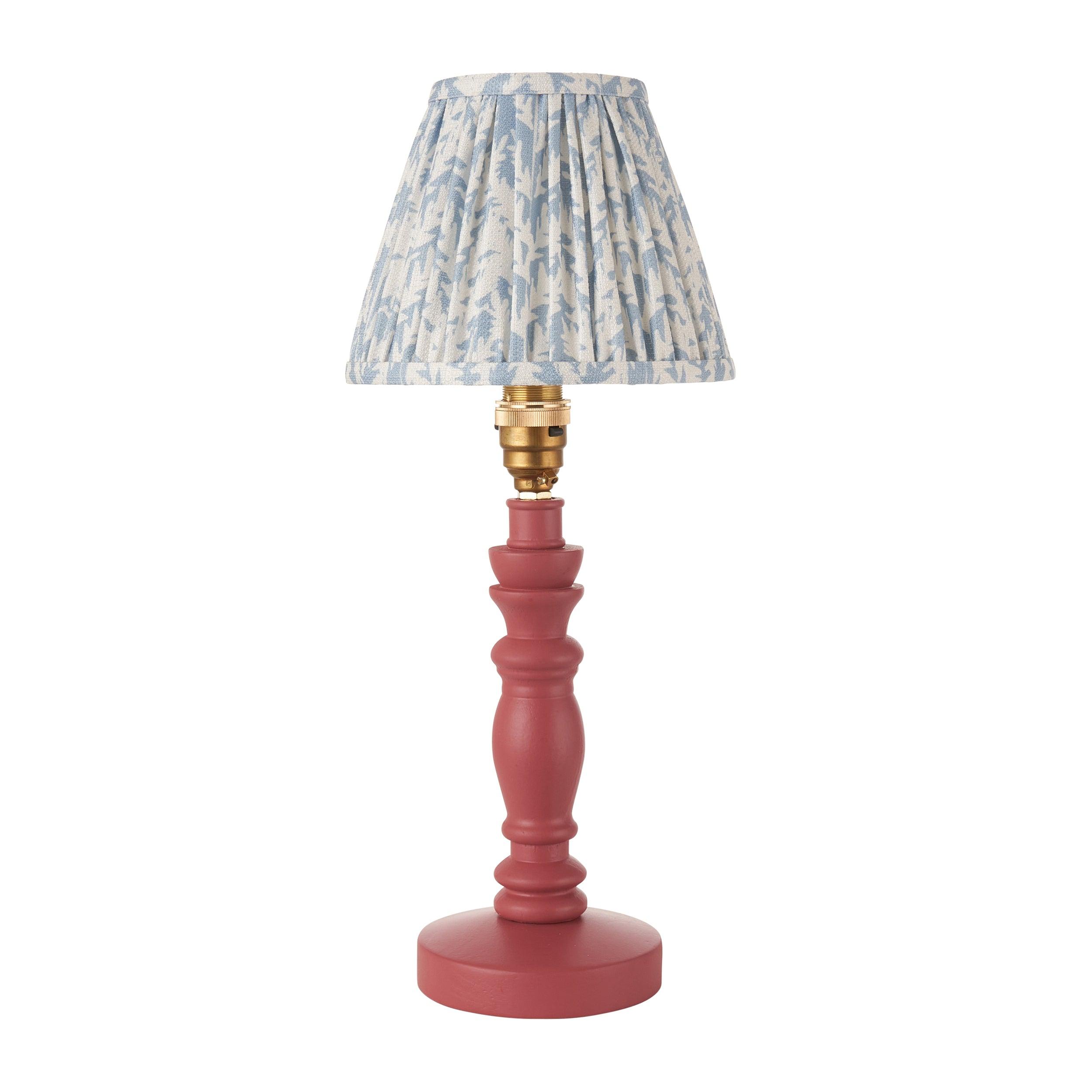 Bibury Pink Table Lamp & Leaf 16cm Shell Bay Blue Shade
