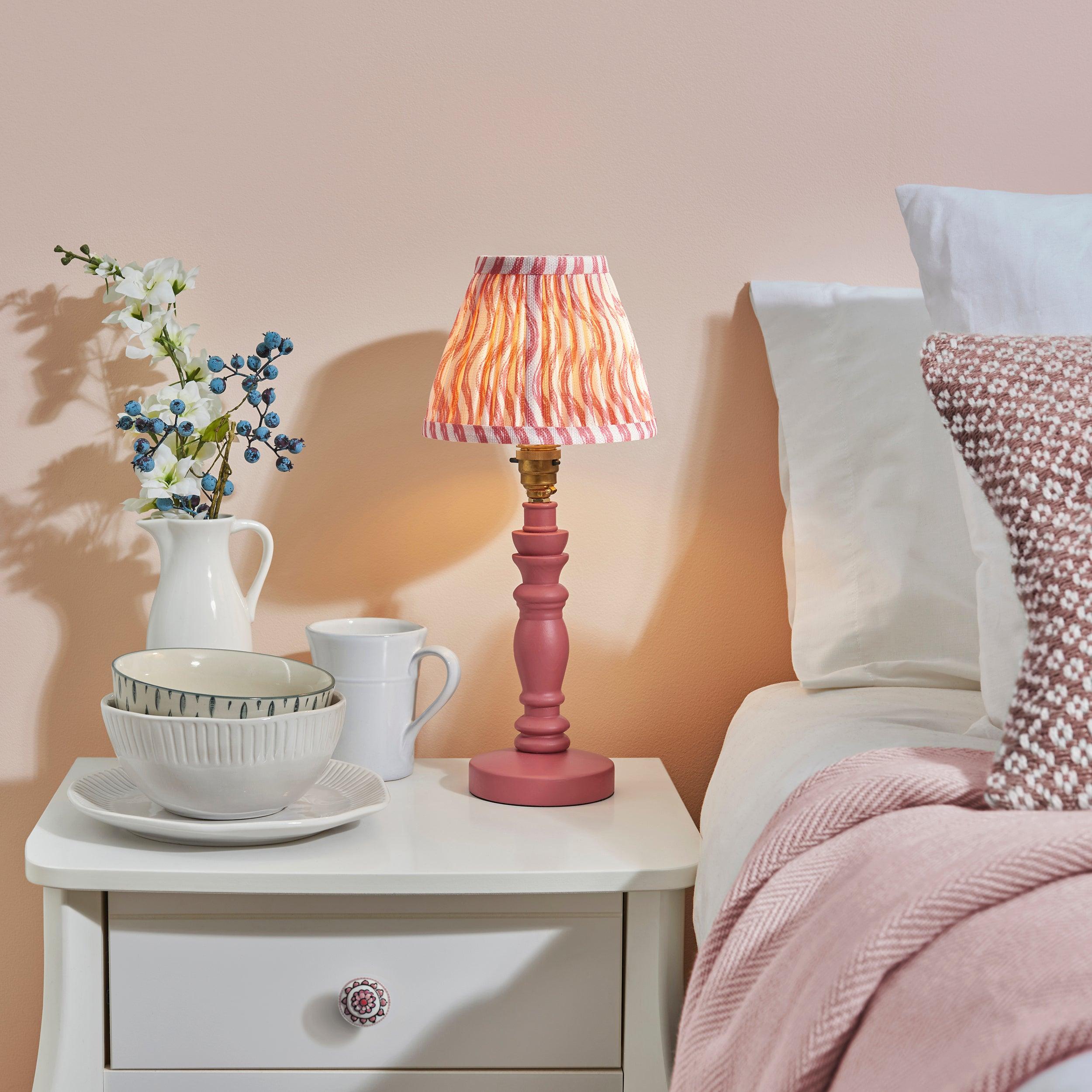 Bibury Pink Table Lamp & Ripple 16cm Coral Pink Shade