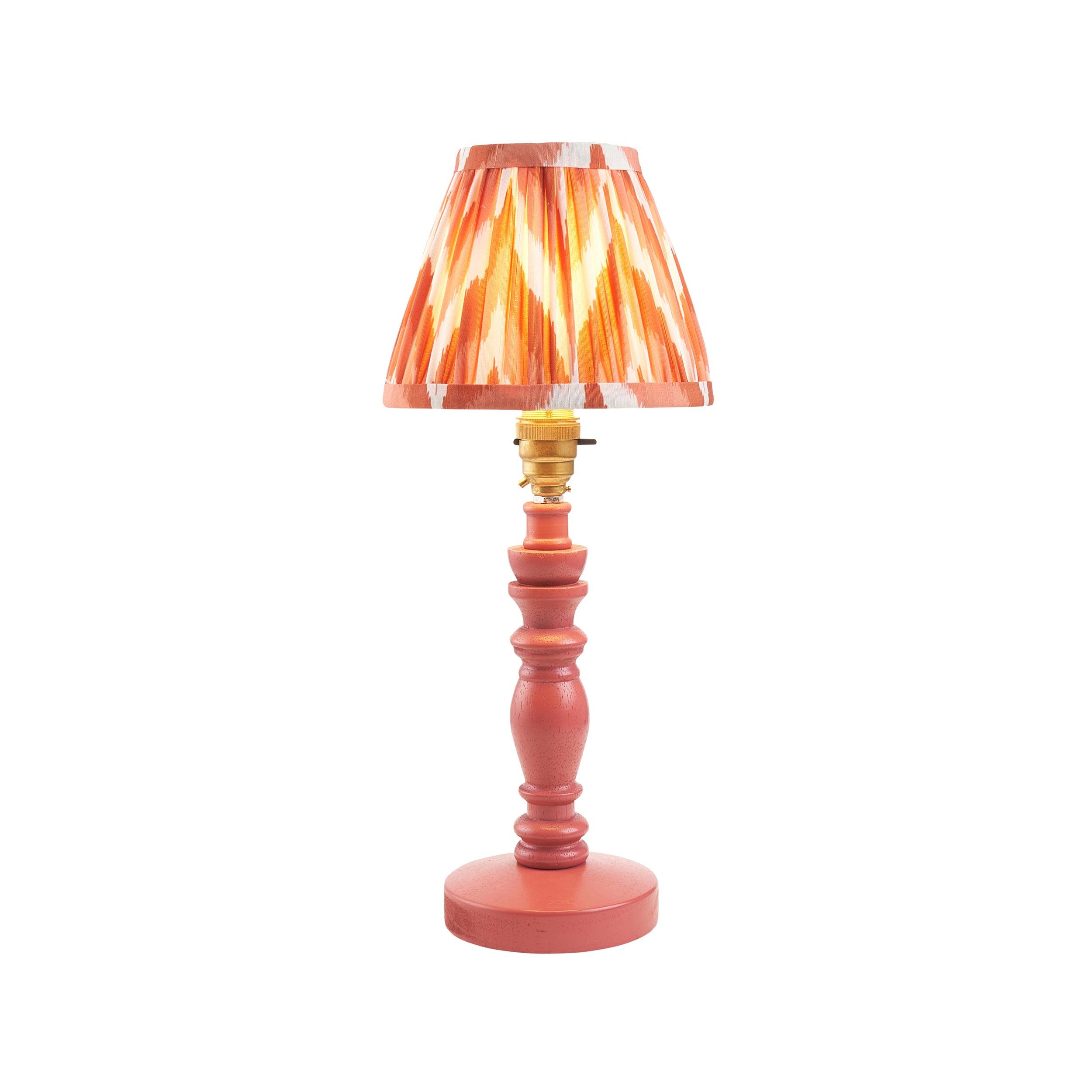 Bibury Pink Table Lamp & Zigzag 16cm Apricot Orange Shade