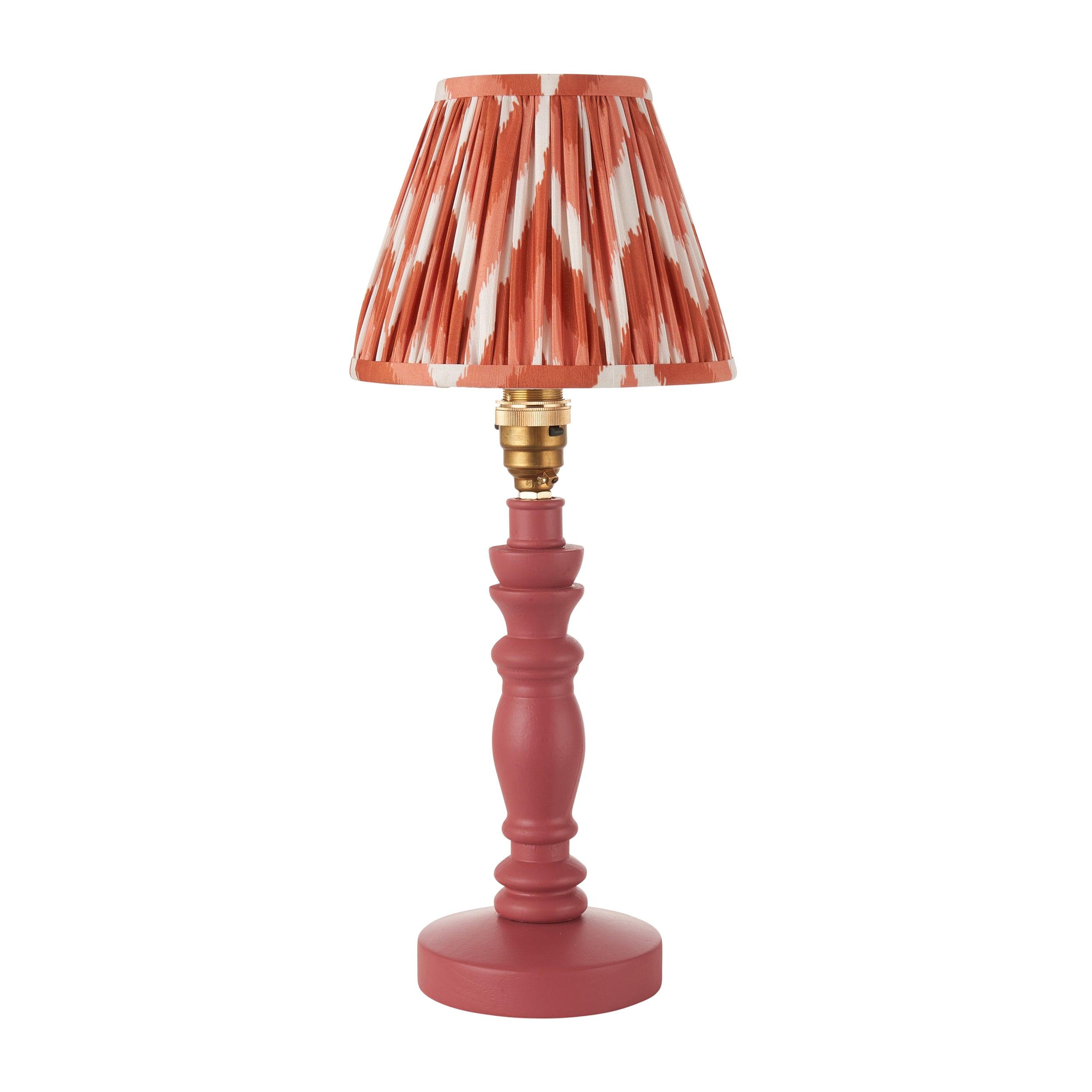 Bibury Pink Table Lamp & Zigzag 16cm Apricot Orange Shade