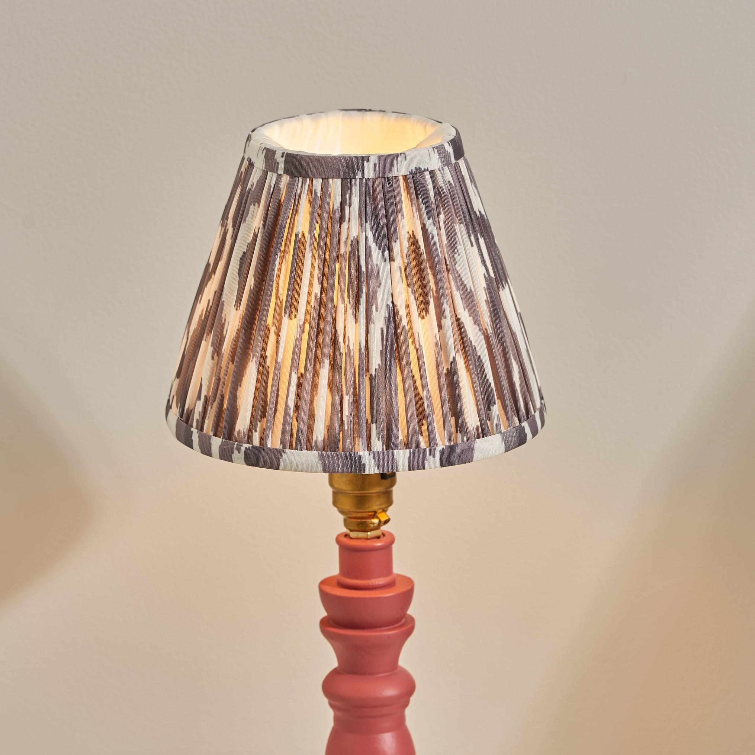 Bibury Pink Table Lamp & Ikat 16cm Pearl Grey Shade