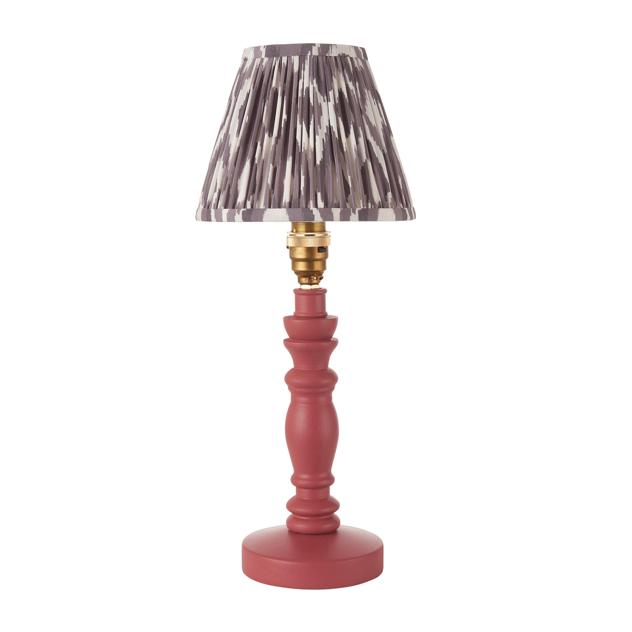 Bibury Pink Table Lamp & Ikat 16cm Pearl Grey Shade