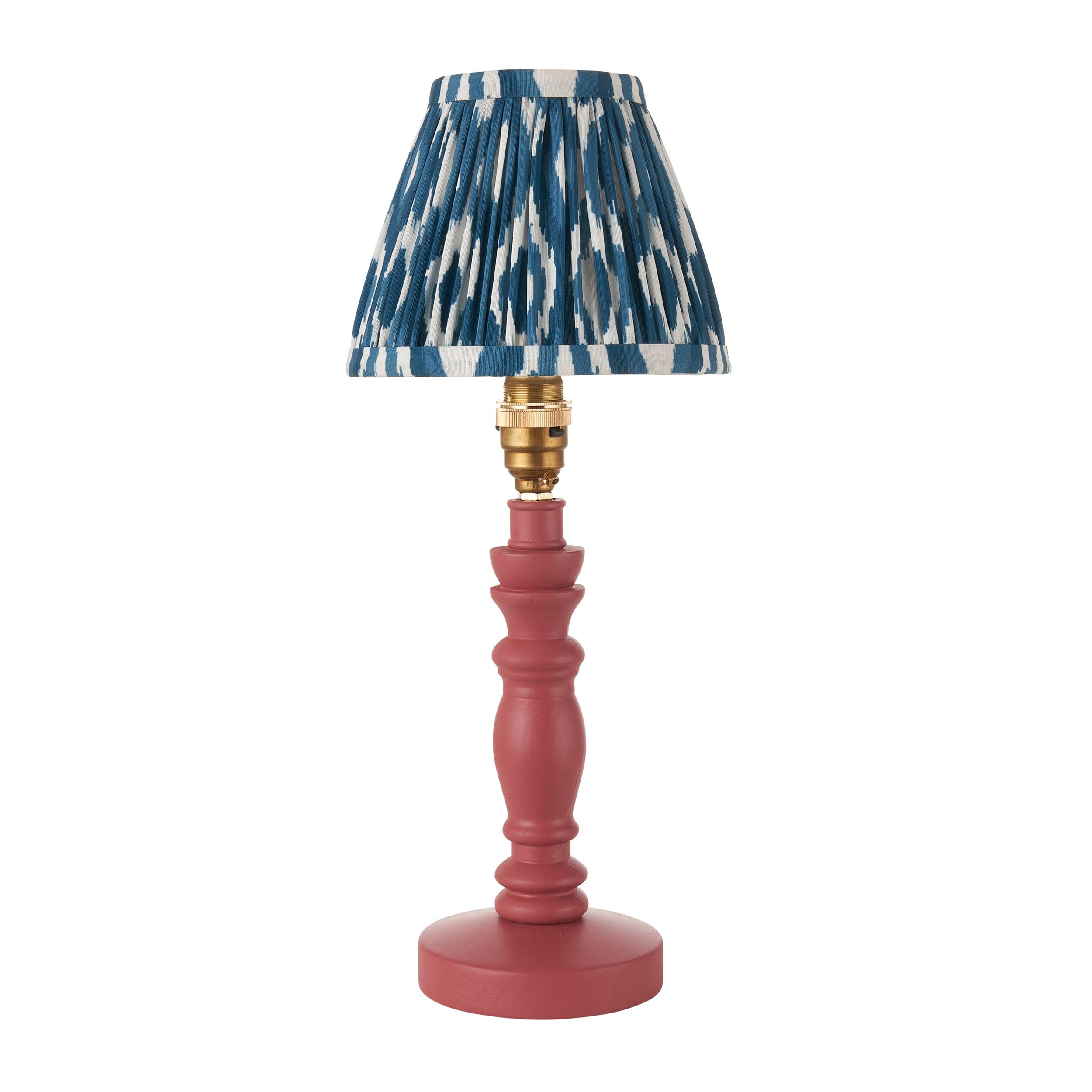 Bibury Pink Table Lamp & Ikat 16cm Marlin Blue Shade