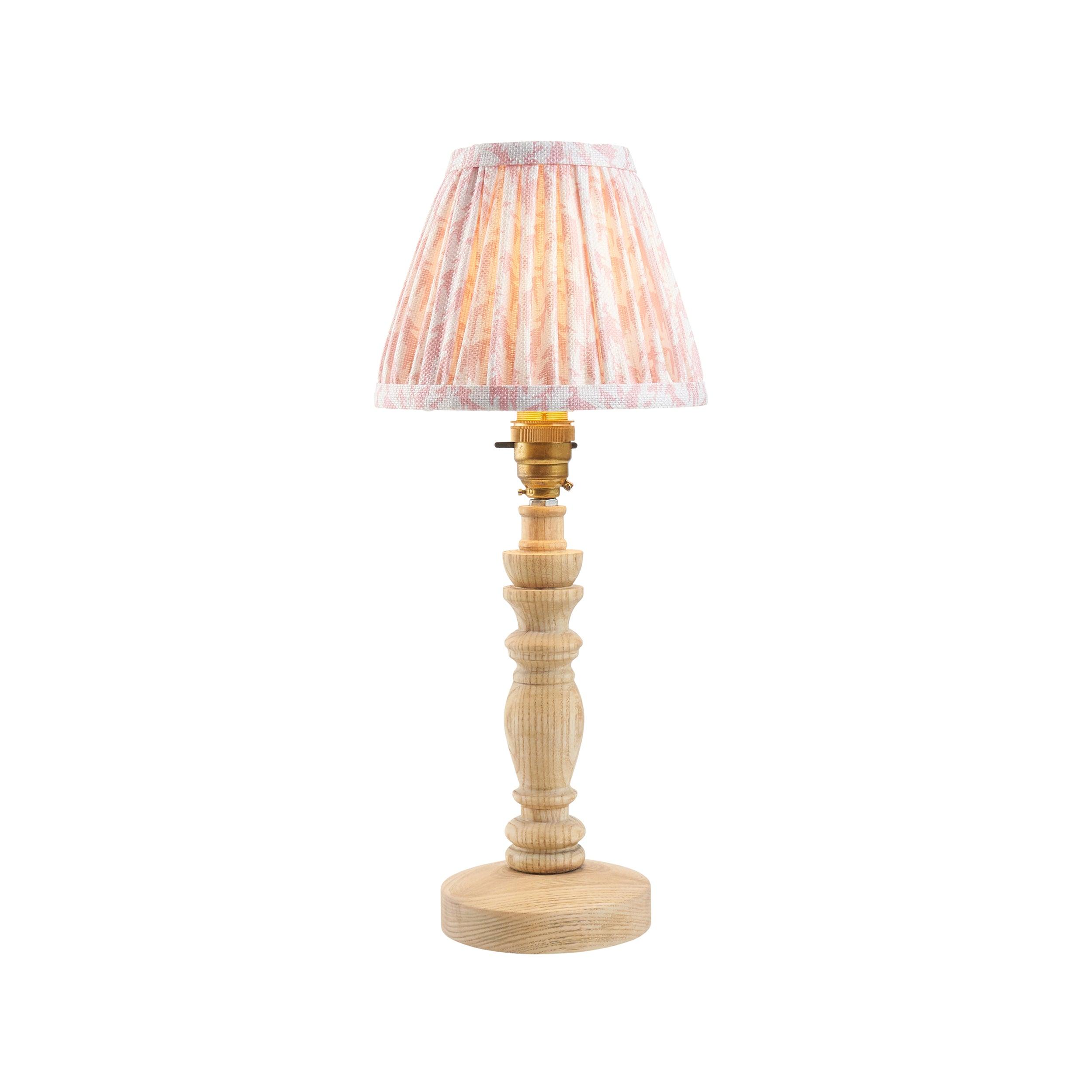 Bibury Wooden Table Lamp & Leaf 16cm Peachy Keen Shade