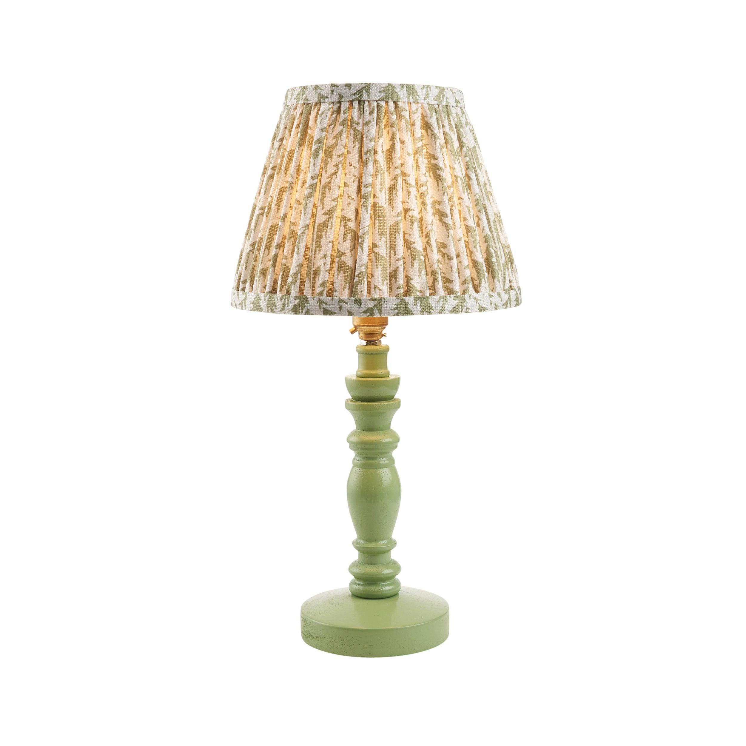 Bibury Green Table Lamp & Leaf 20cm Herb Garden Green Shade