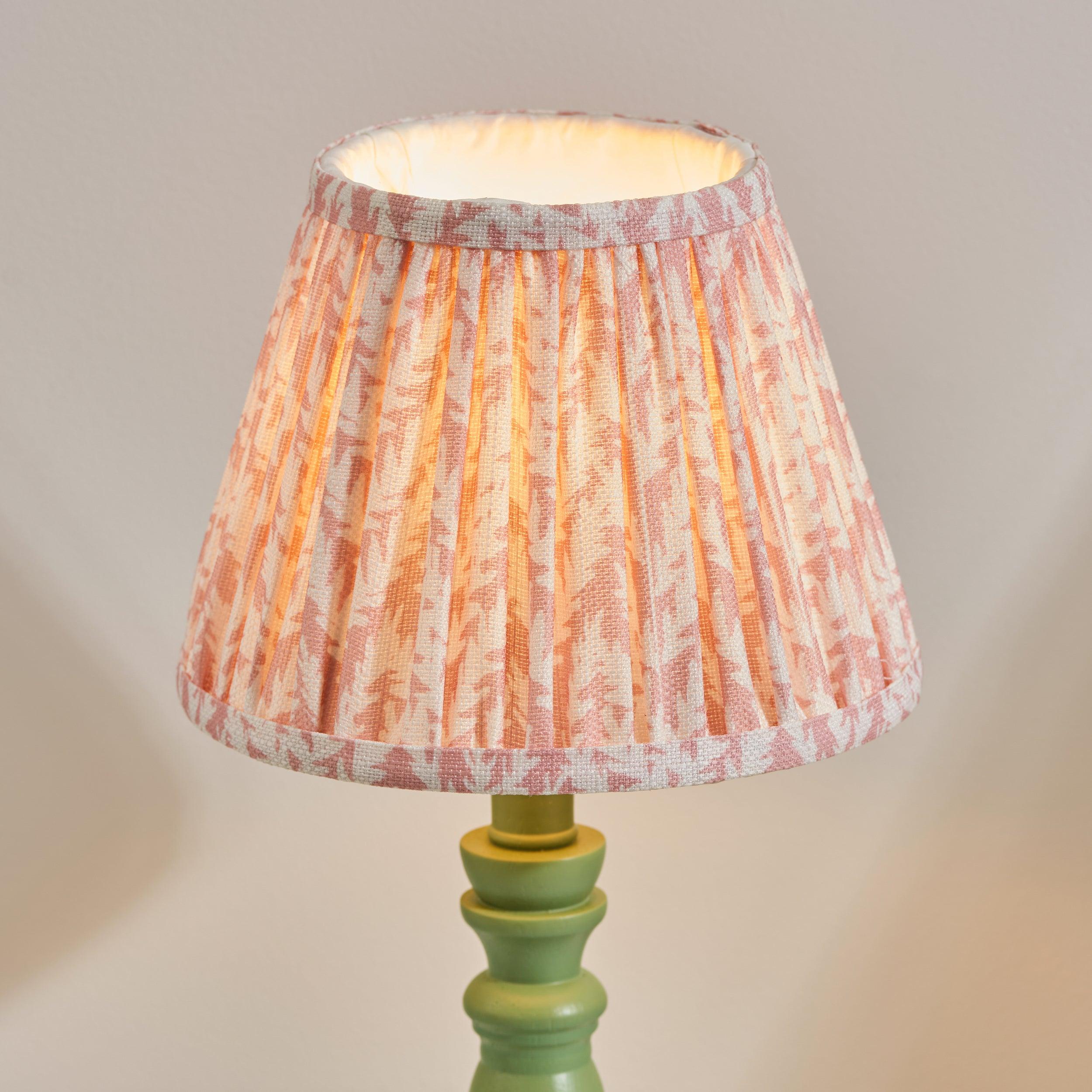 Bibury Green Table Lamp & Leaf 20cm Peachy Keen Shade