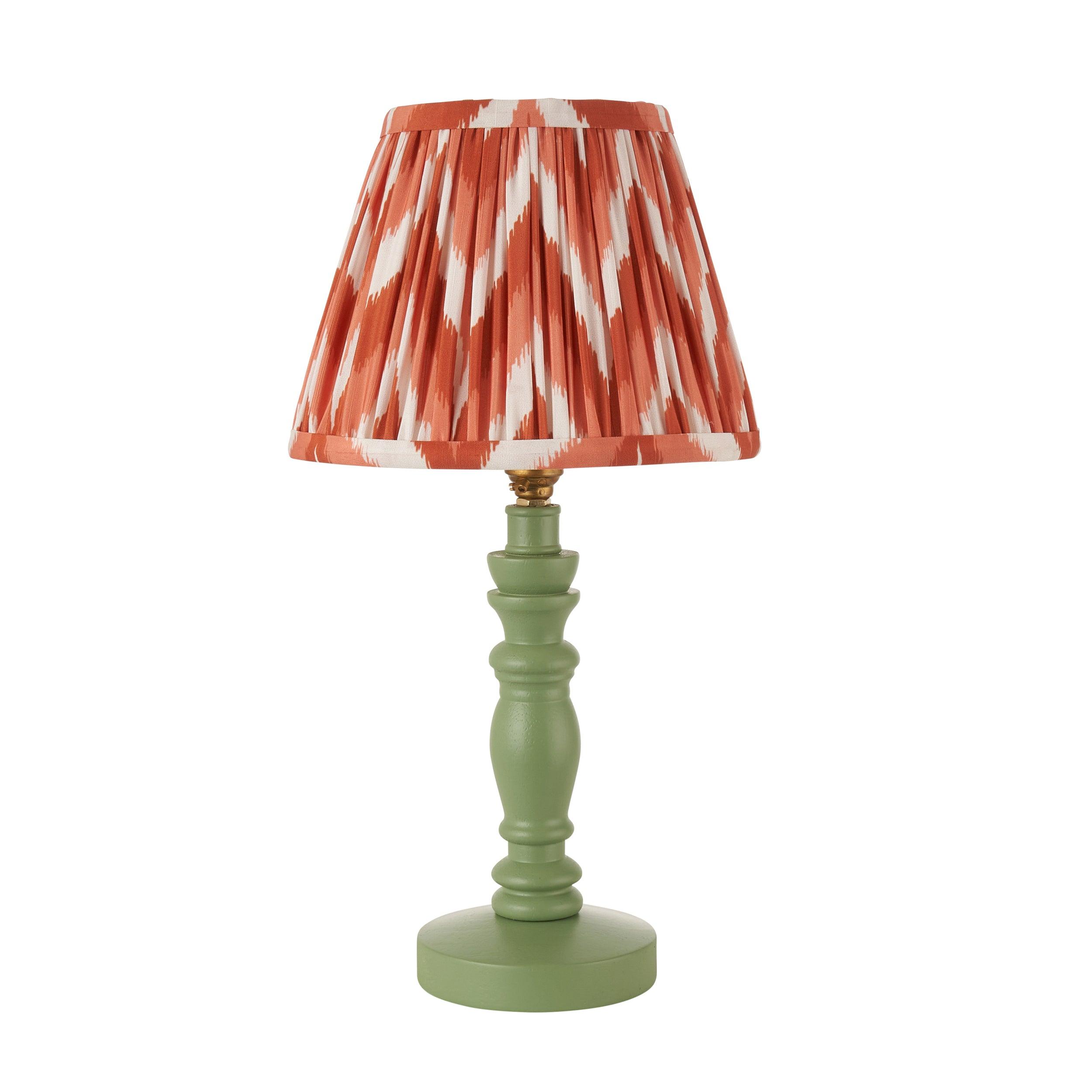 Bibury Green Table Lamp & Zigzag 20cm Apricot Orange Shade