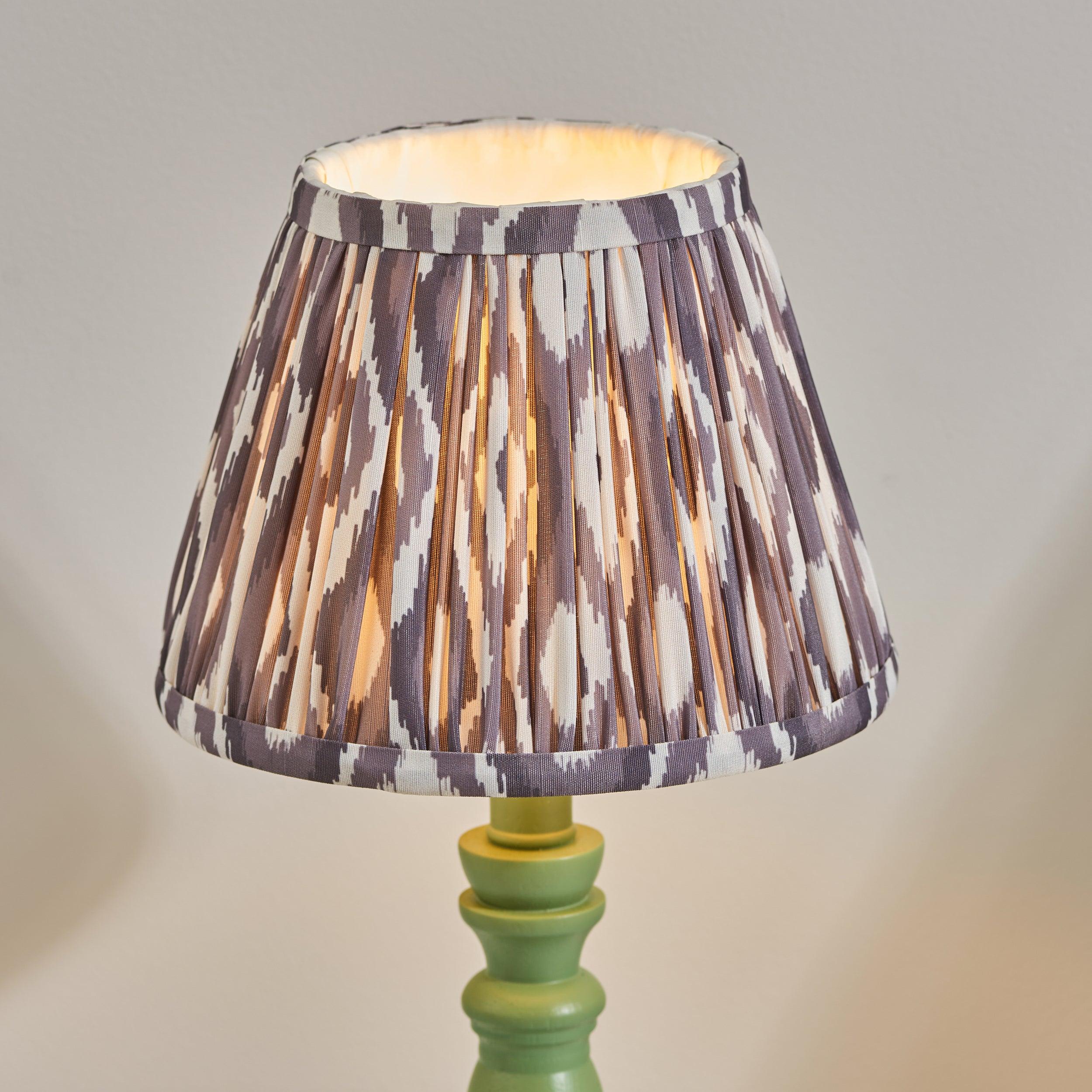 Bibury Green Table Lamp & Ikat 20cm Pearl Grey Shade