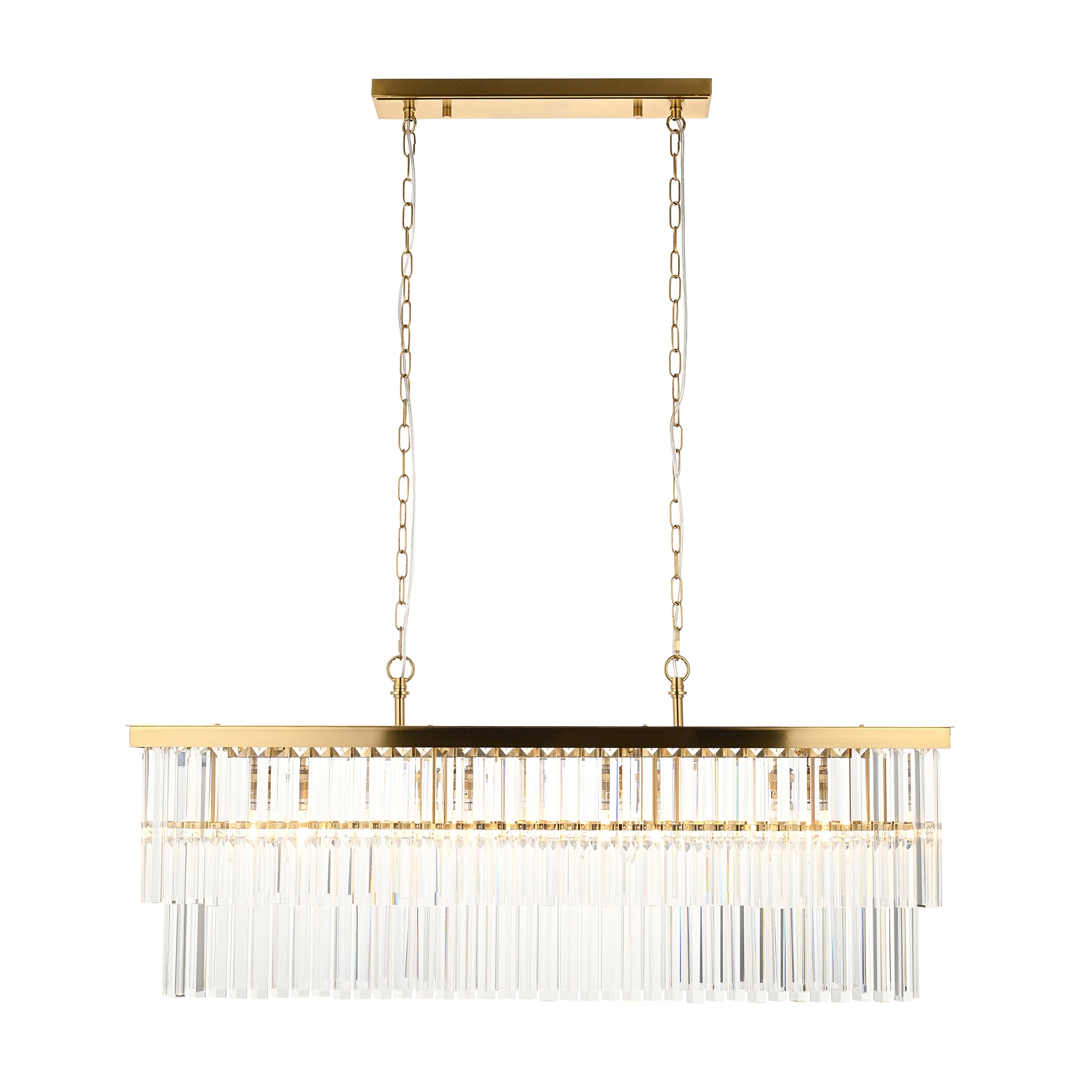 Conaston 4 Light Brass Linear Pendant - Clear Cut Glass 115950 by Endon Lighting