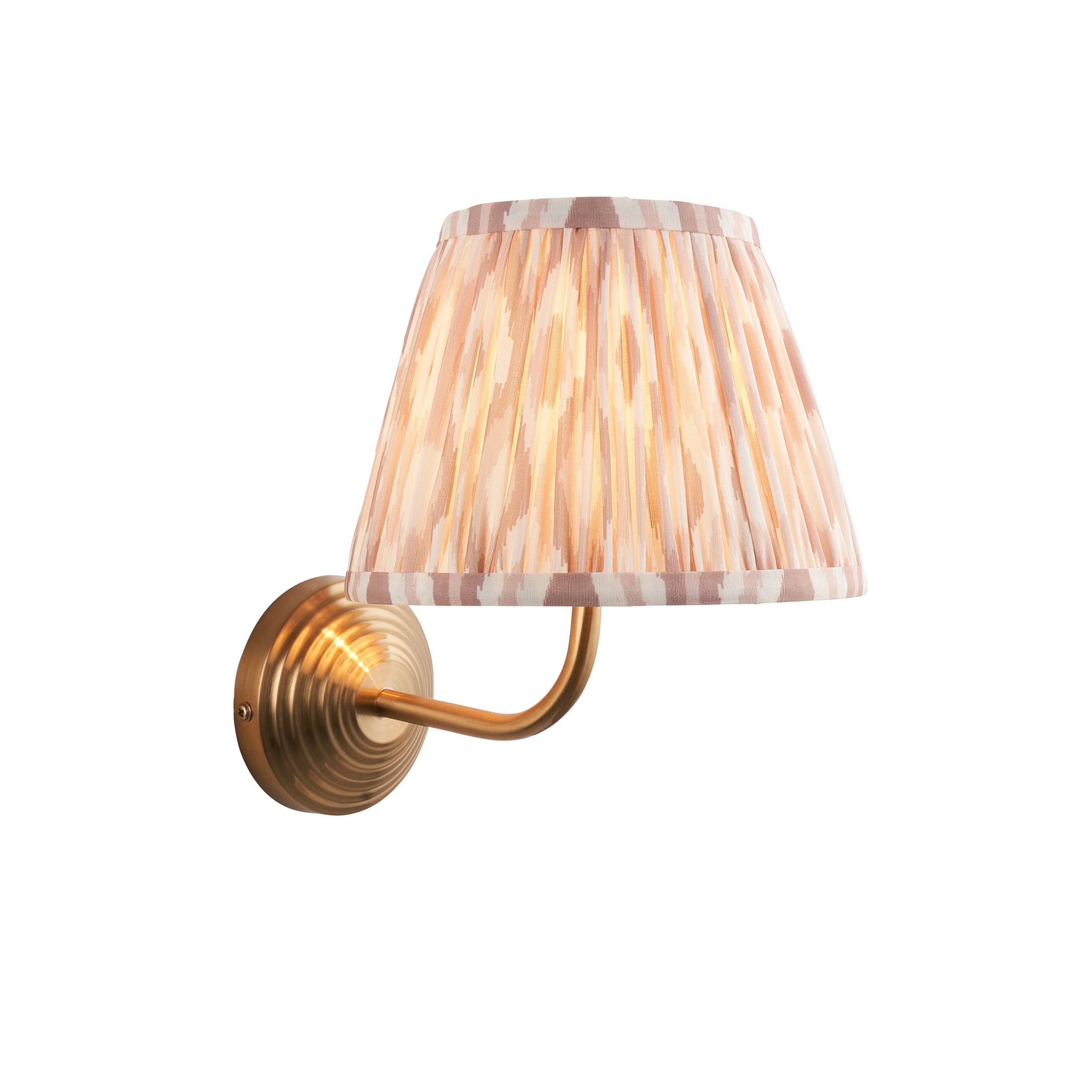 Obelisk Arc Brass Wall Light & Ikat 20cm Neutral Shade