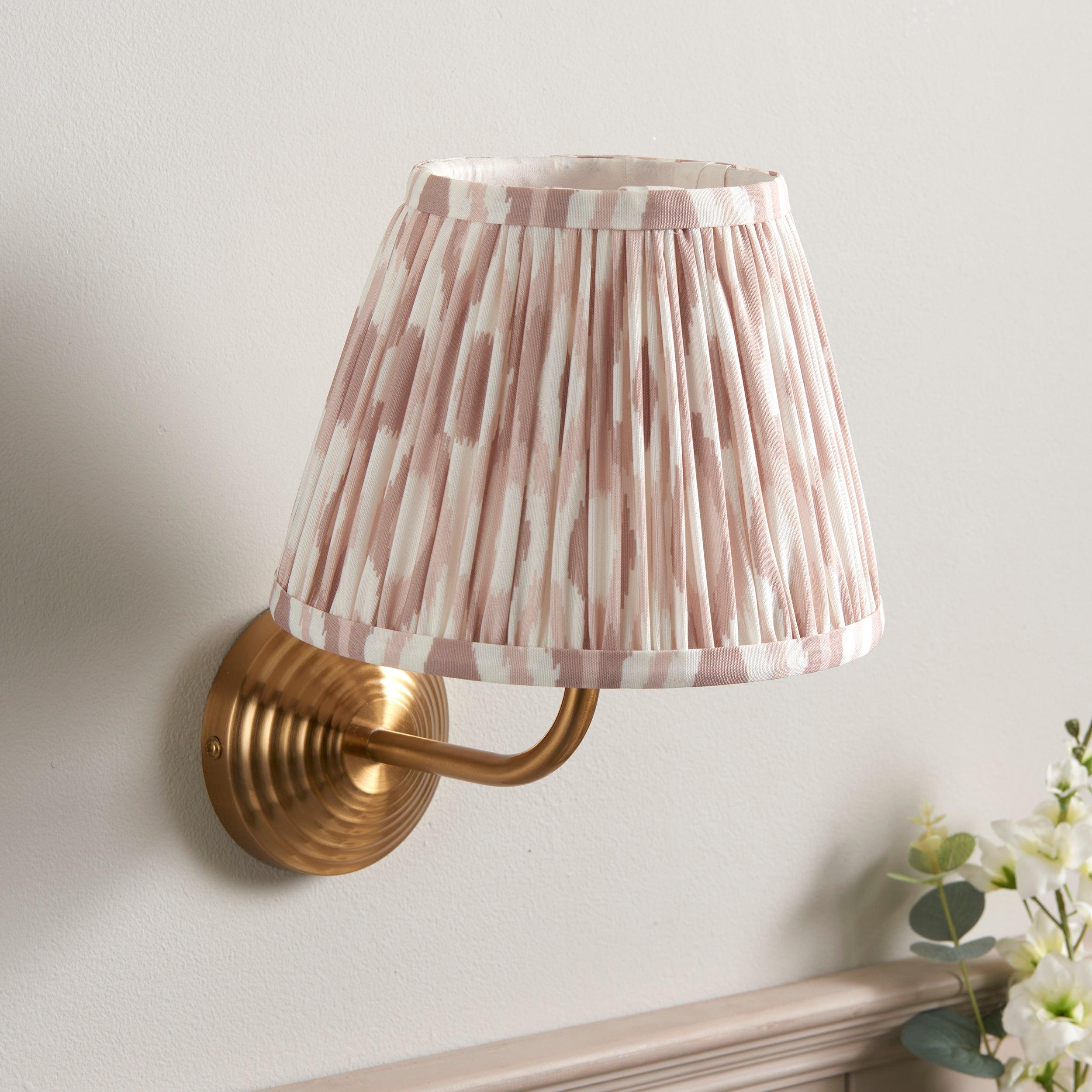 Obelisk Arc Brass Wall Light & Ikat 20cm Neutral Shade