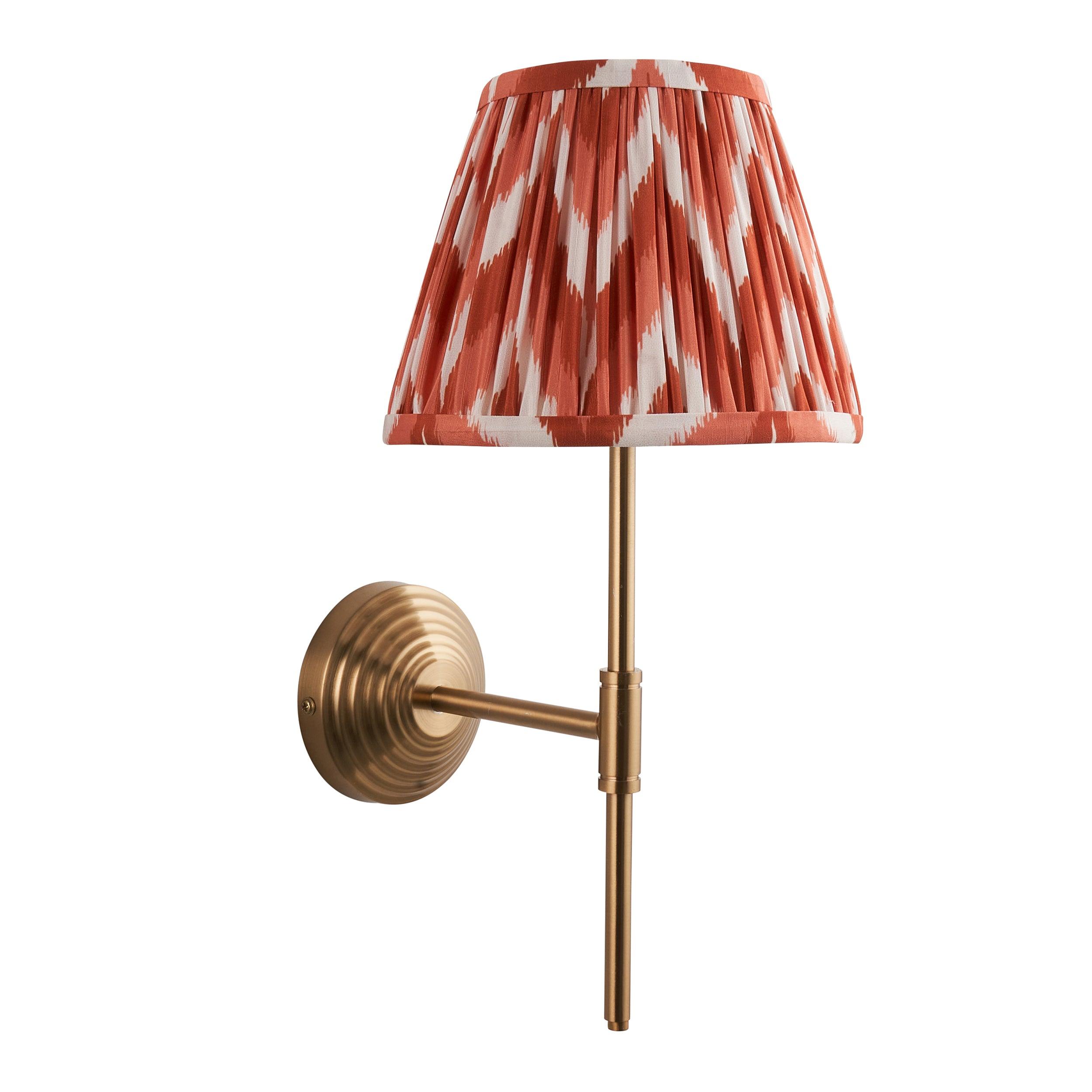 Obelisk Brass Wall Light T Bar & Zigzag 20cm Apricot Orange Shade