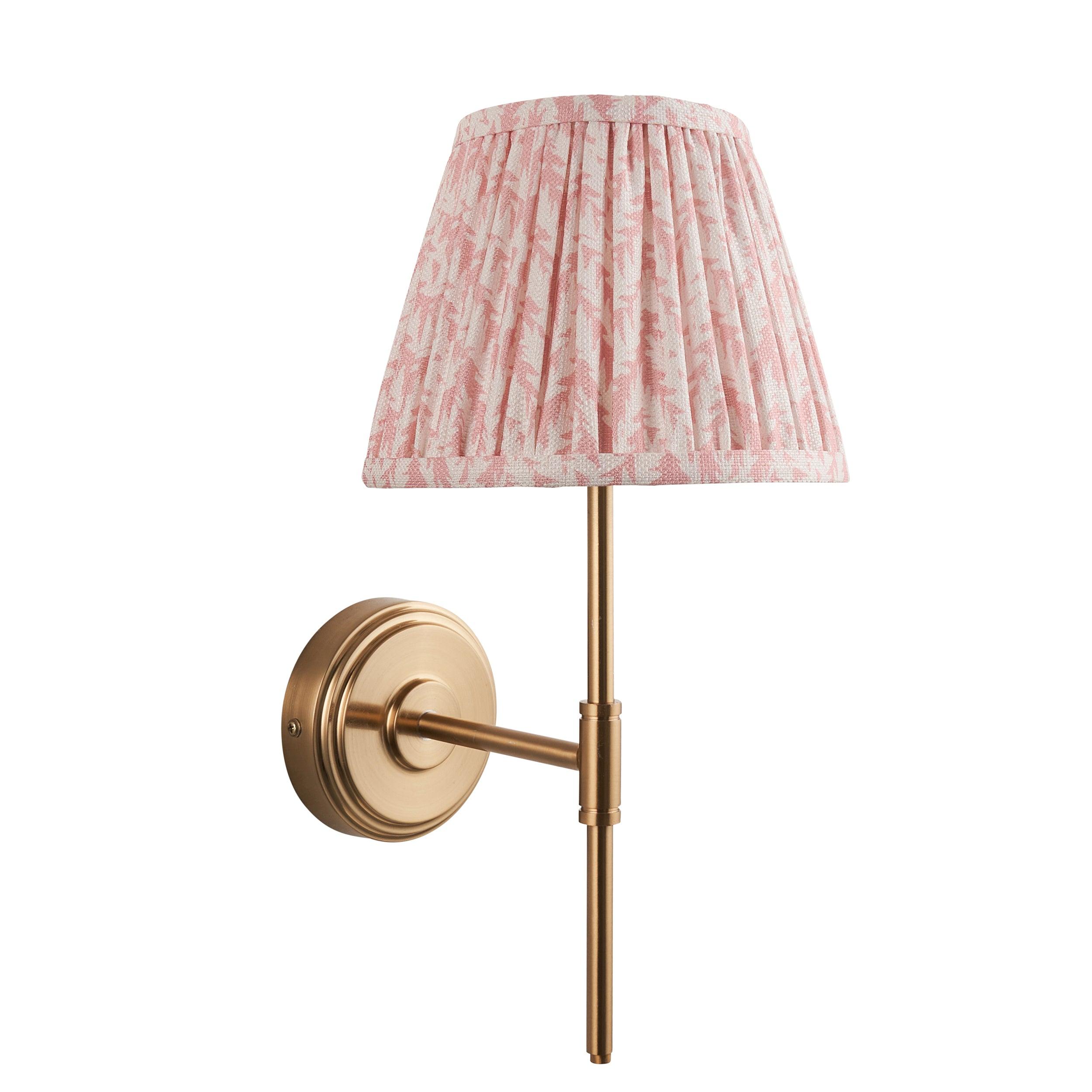 Step T Bar Brass Wall Light & Leaf 20cm Peachy keen Shade