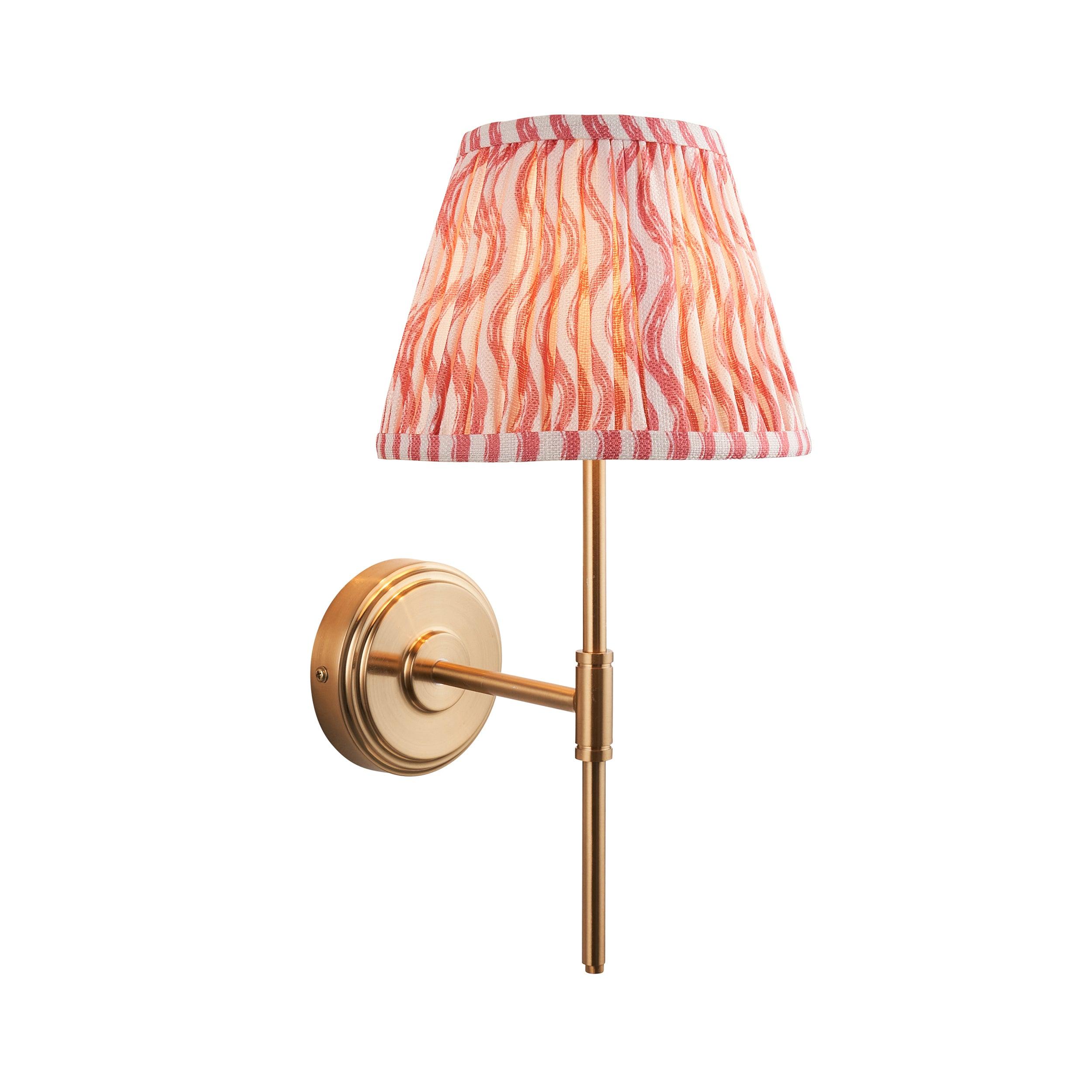 Step T Bar Brass Wall Light & Ripple 20cm Coral Pink Shade