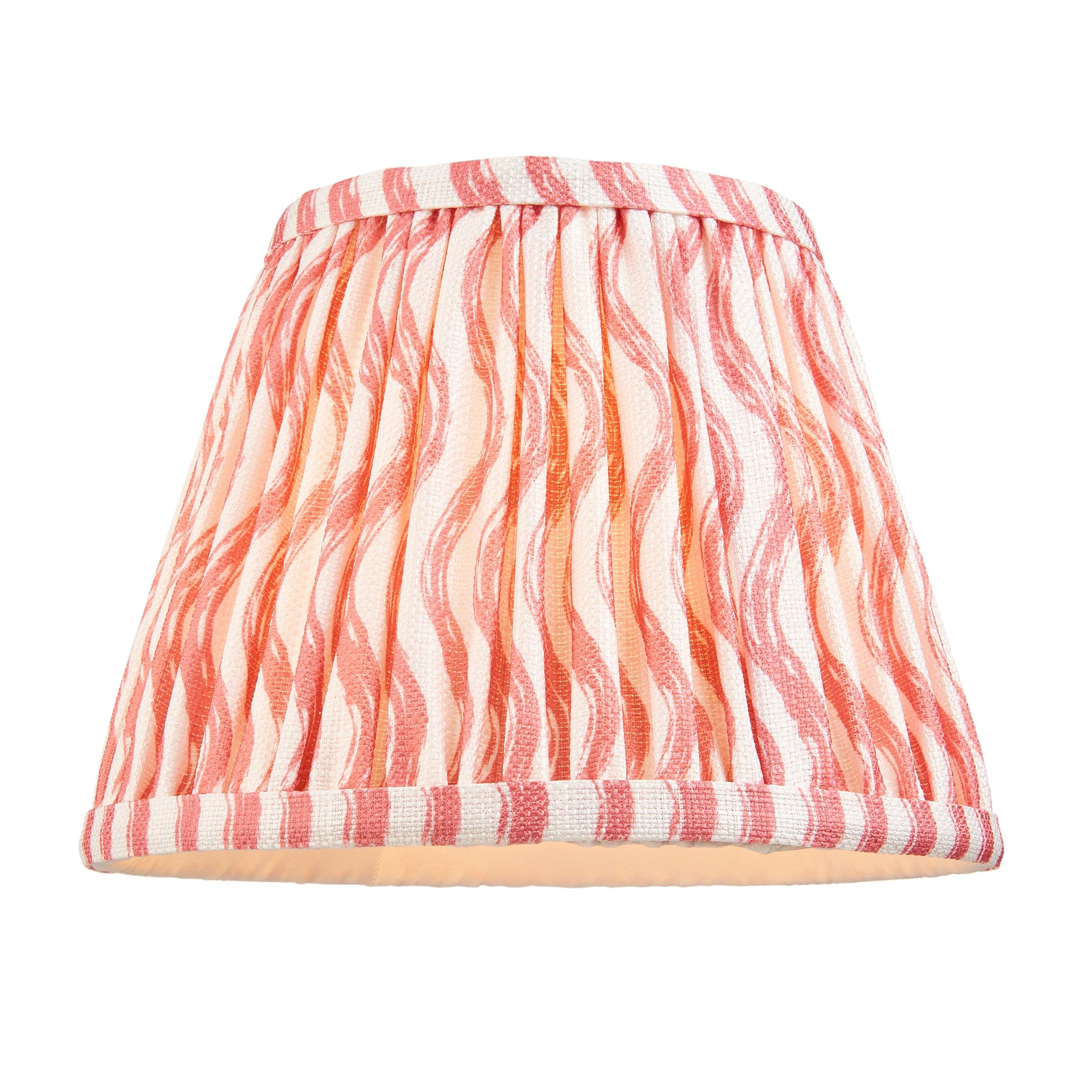 Wood Arc Wooden Wall Light & Ripple 20cm Coral Pink Shade