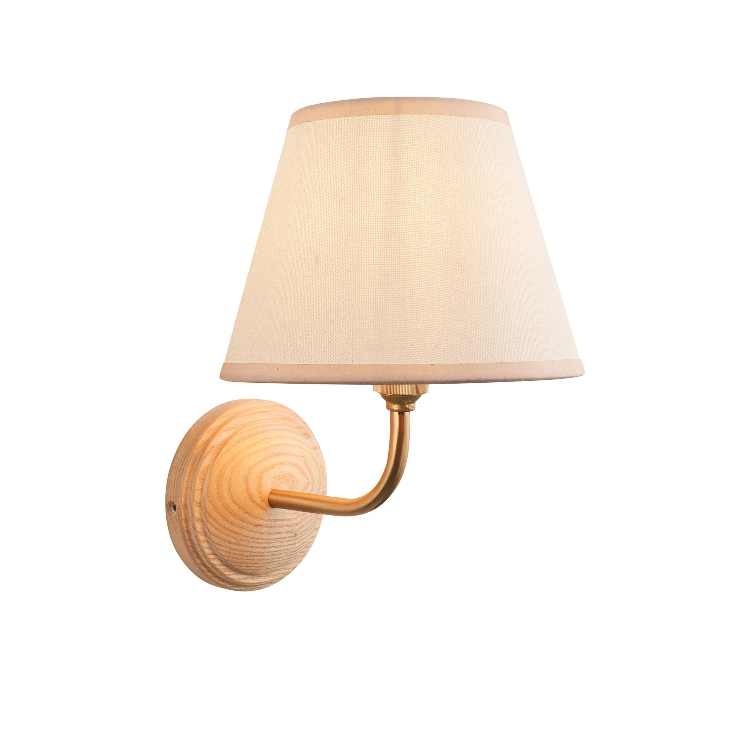 Wood Arc Wooden Wall Light & Ivy 20cm Vintage white Shade