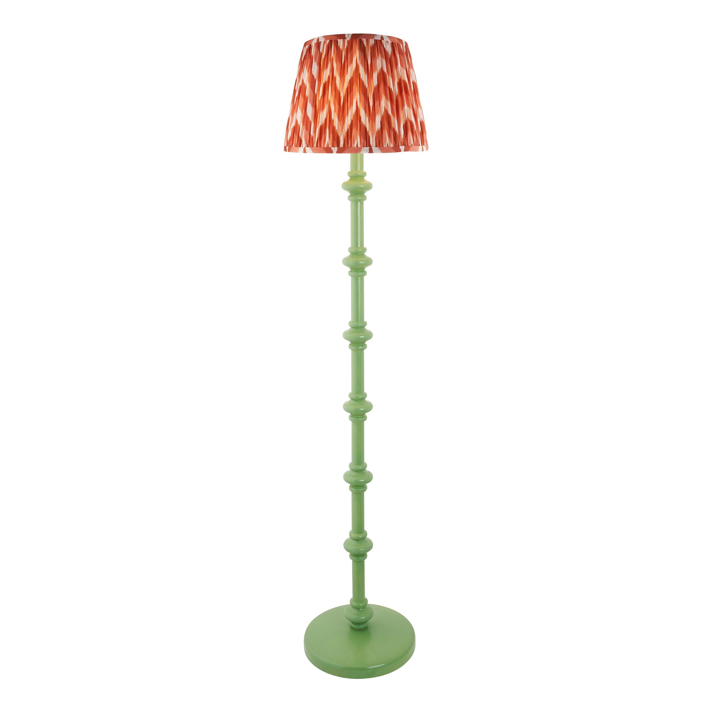 Carnaby Green Floor Lamp & Zigzag 35cm Apricot Orange Shade