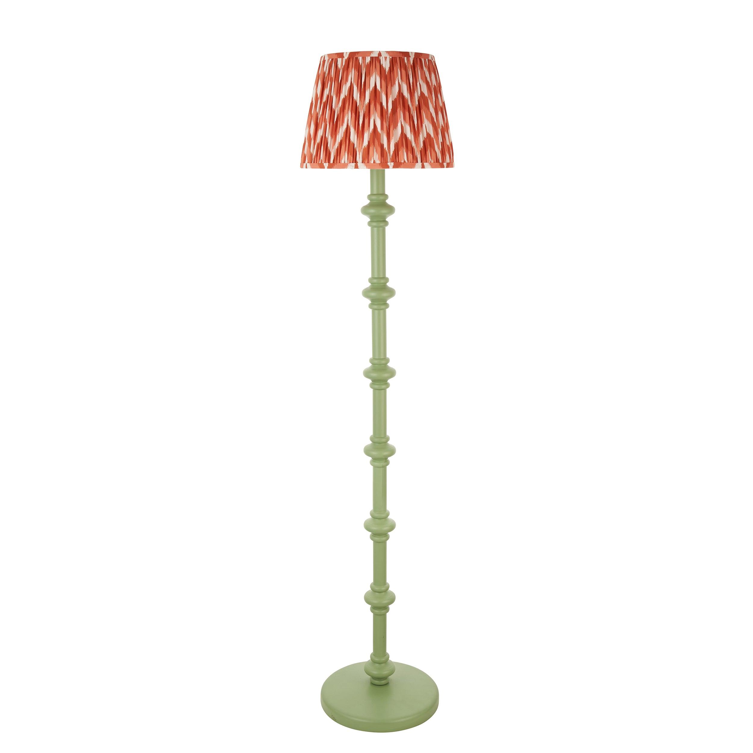 Carnaby Green Floor Lamp & Zigzag 35cm Apricot Orange Shade