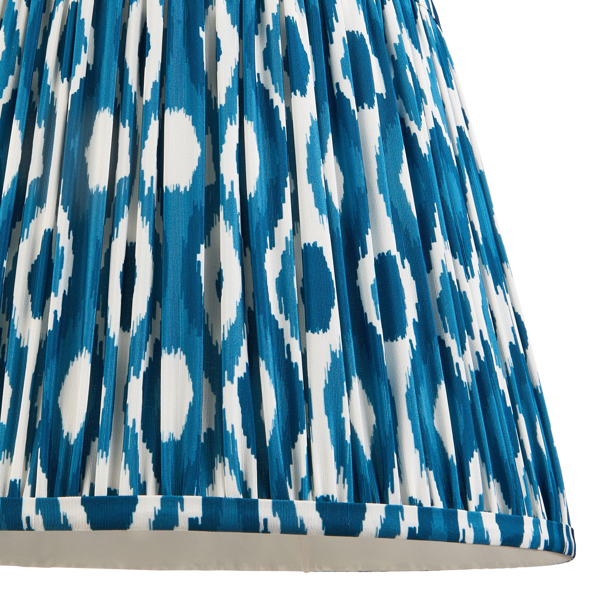 Carnaby Green Floor Lamp & Ikat 35cm Marlin Blue Shade