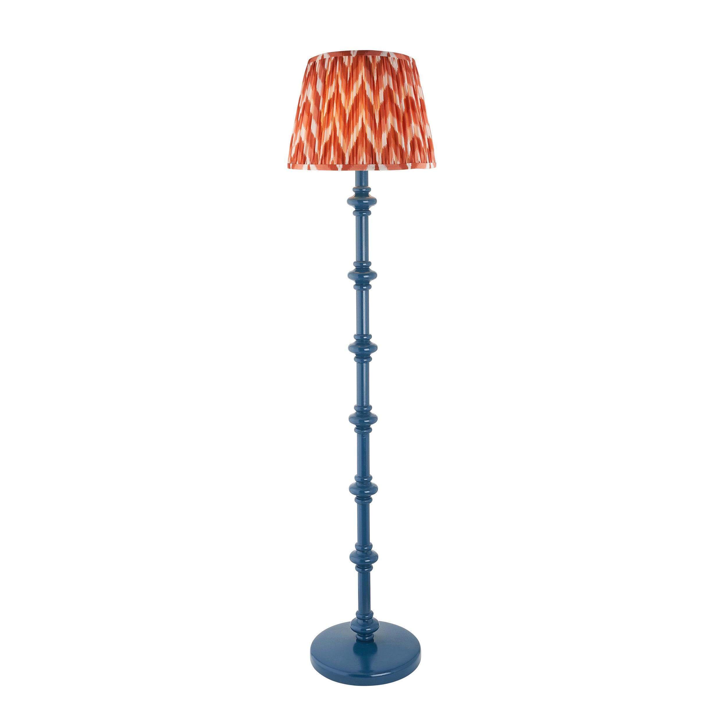 Carnaby Blue Floor Lamp & Zigzag 35cm Apricot Orange Shade