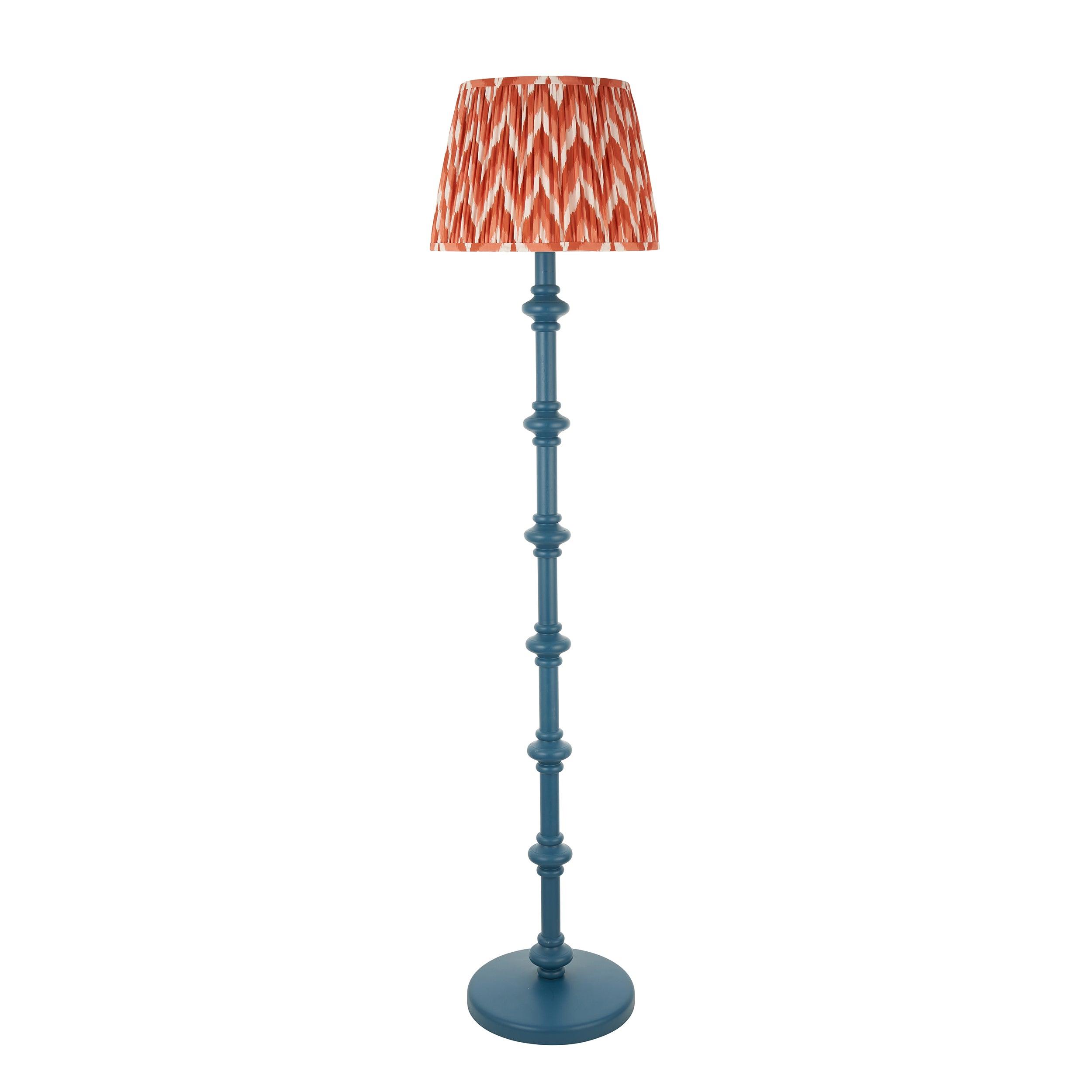 Carnaby Blue Floor Lamp & Zigzag 35cm Apricot Orange Shade