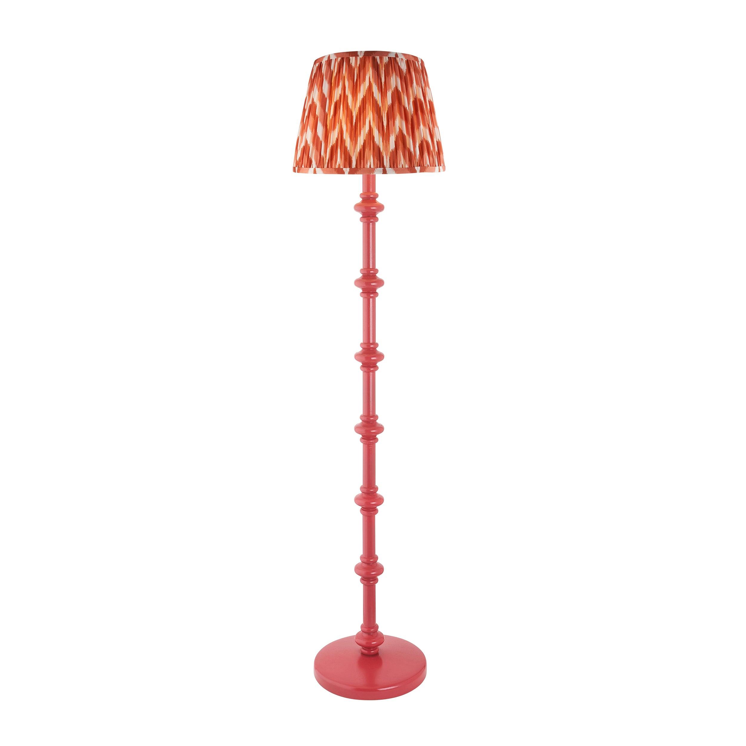 Carnaby Pink Floor Lamp & Zigzag 35cm Apricot Orange Shade