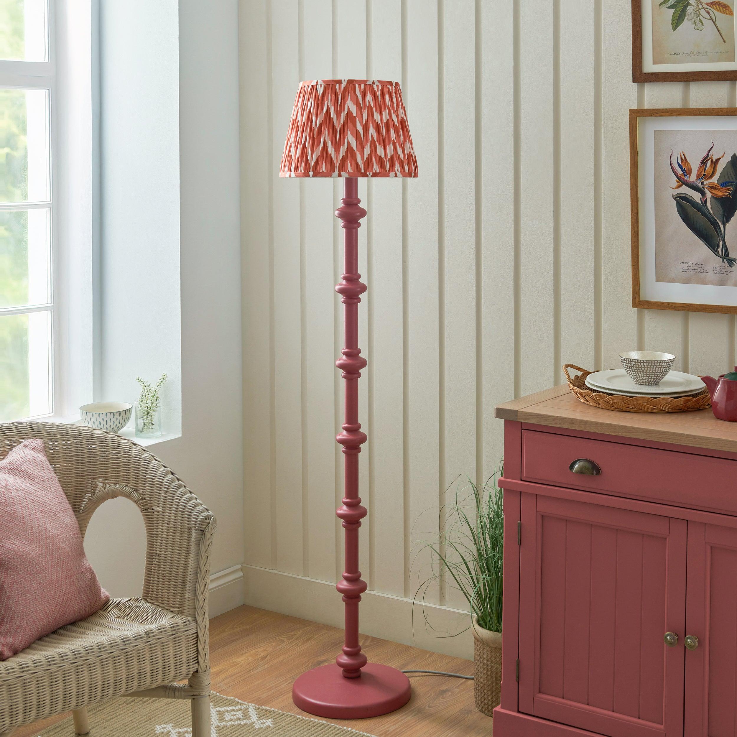 Carnaby Pink Floor Lamp & Zigzag 35cm Apricot Orange Shade
