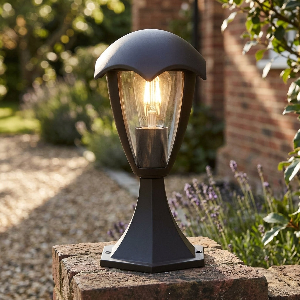 Searchlight Bluebell Dark Grey Outdoor 1 Light Pedestal