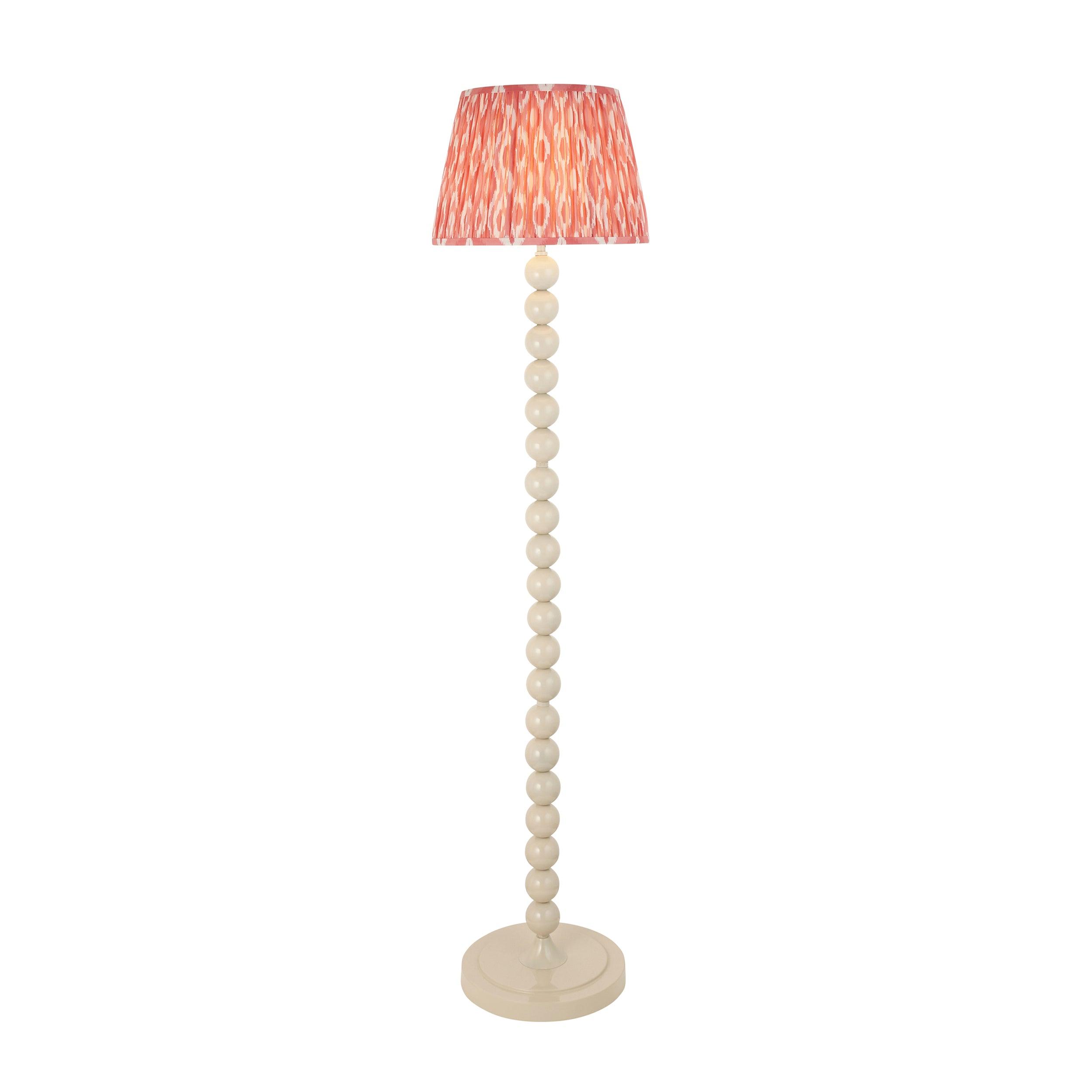 Higgledy White Floor Lamp & Ikat 35cm Coral Pink Shade