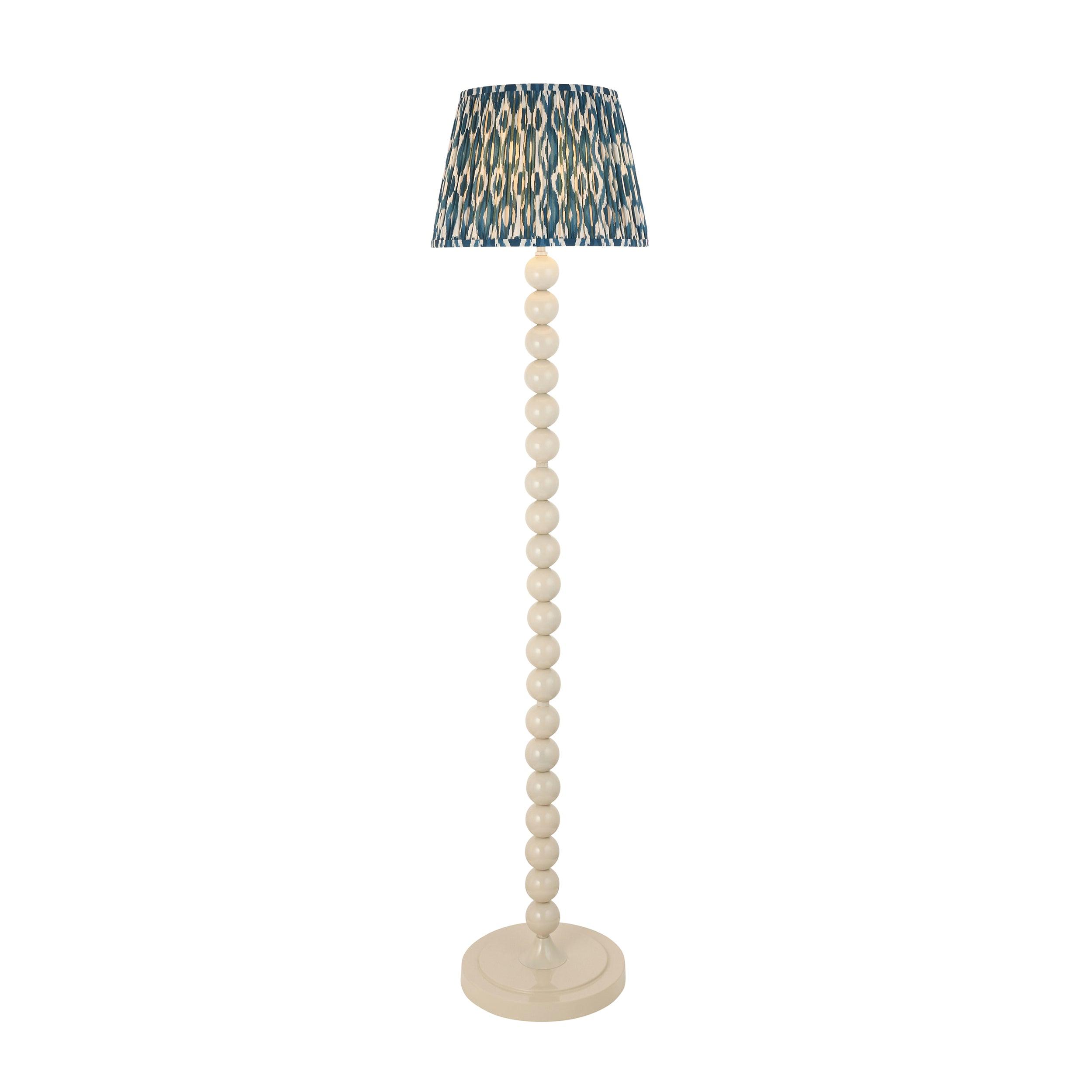 Higgledy White Floor Lamp & Ikat 35cm Marlin Blue Shade