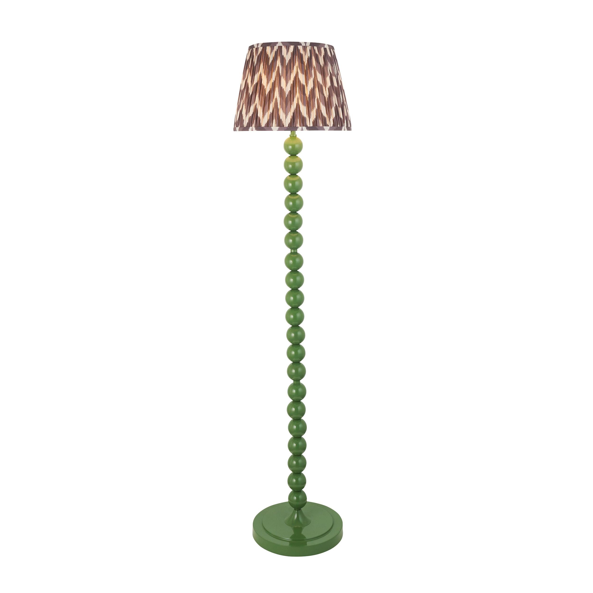 Higgledy Green Floor Lamp & Zigzag 35cm Pearl Grey Shade