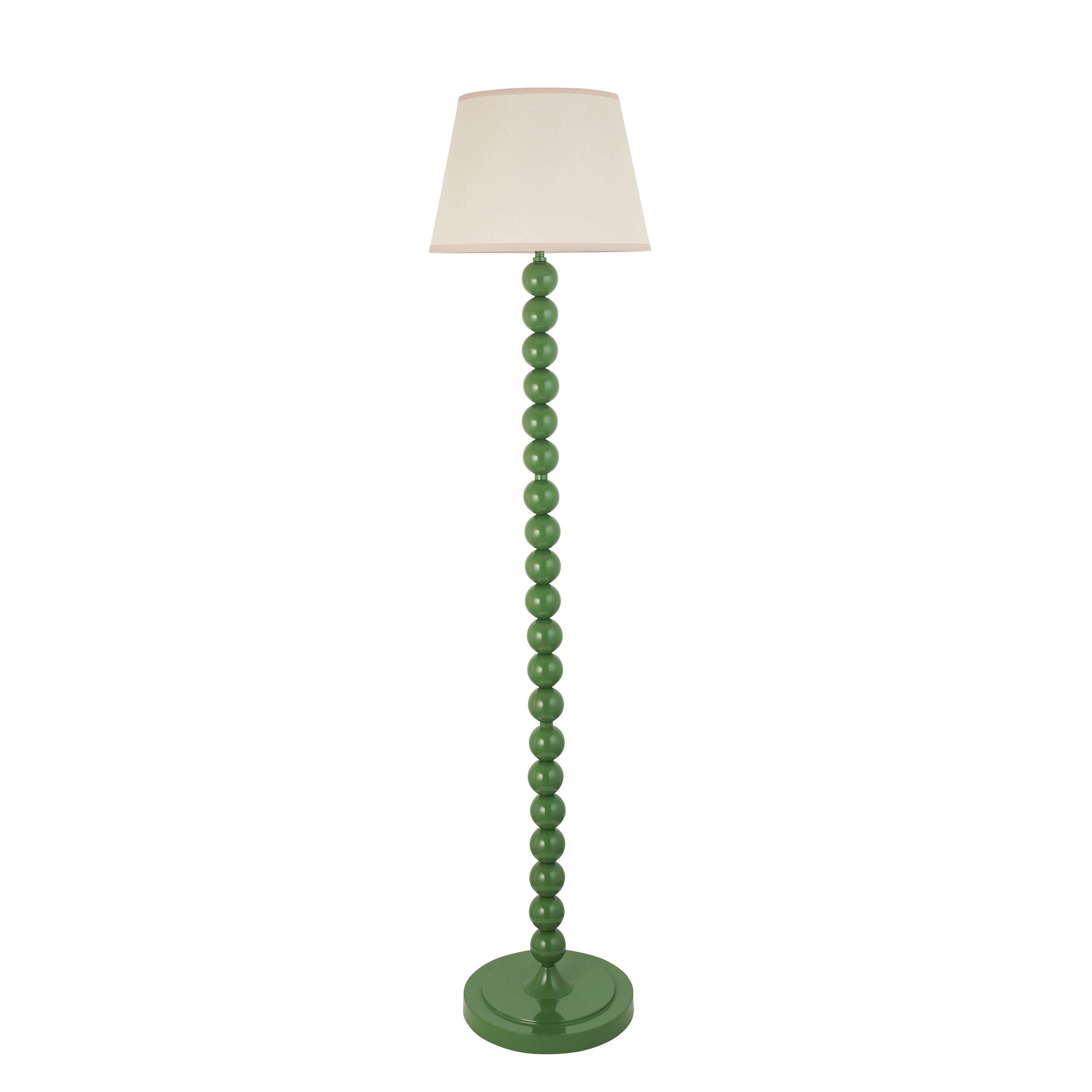 Higgledy Green Floor Lamp & Ivy 35cm Vintage White Shade