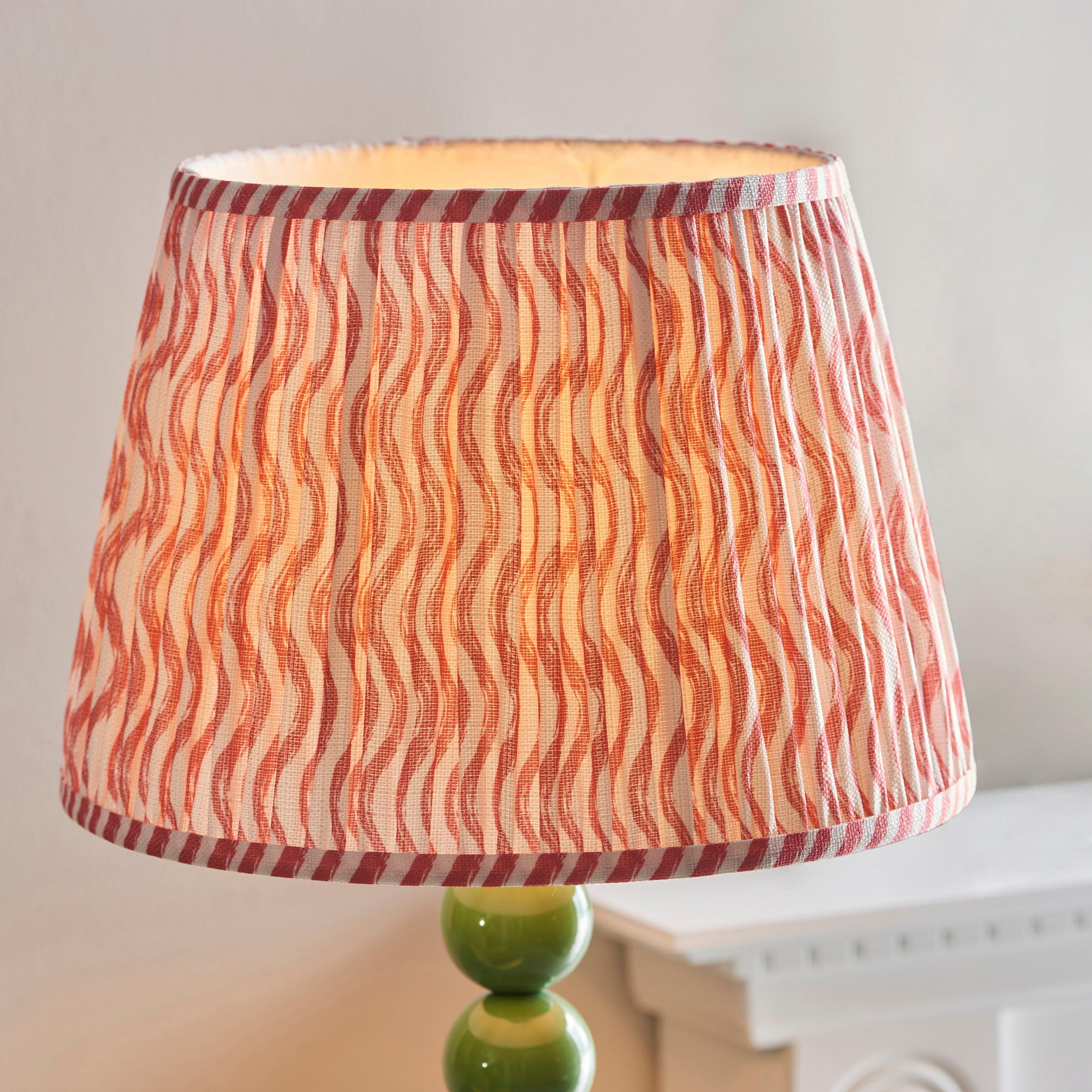 Higgledy Green Floor Lamp & Ripple 35cm Coral Pink Shade