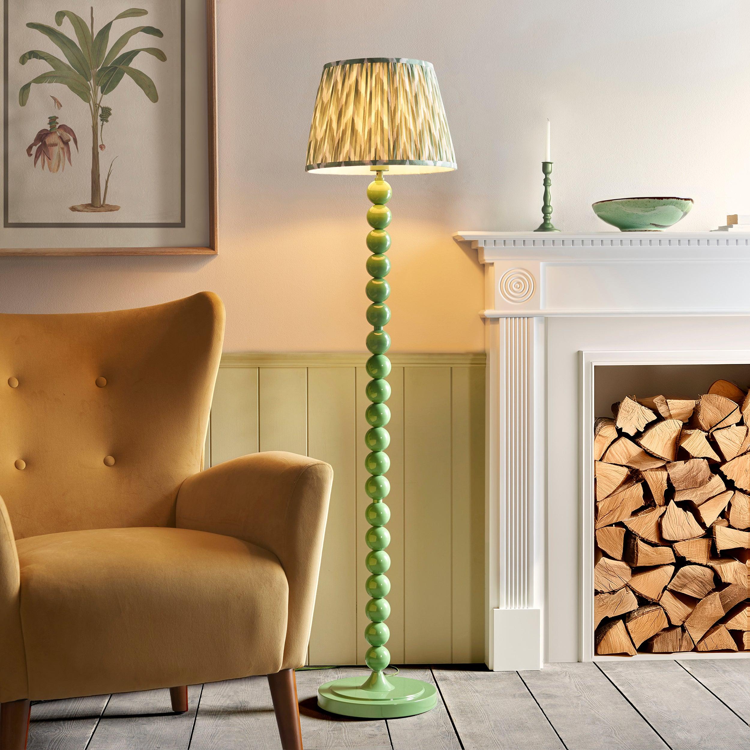 Higgledy Green Floor Lamp & Zigzag 35cm Cotswold Green Shade