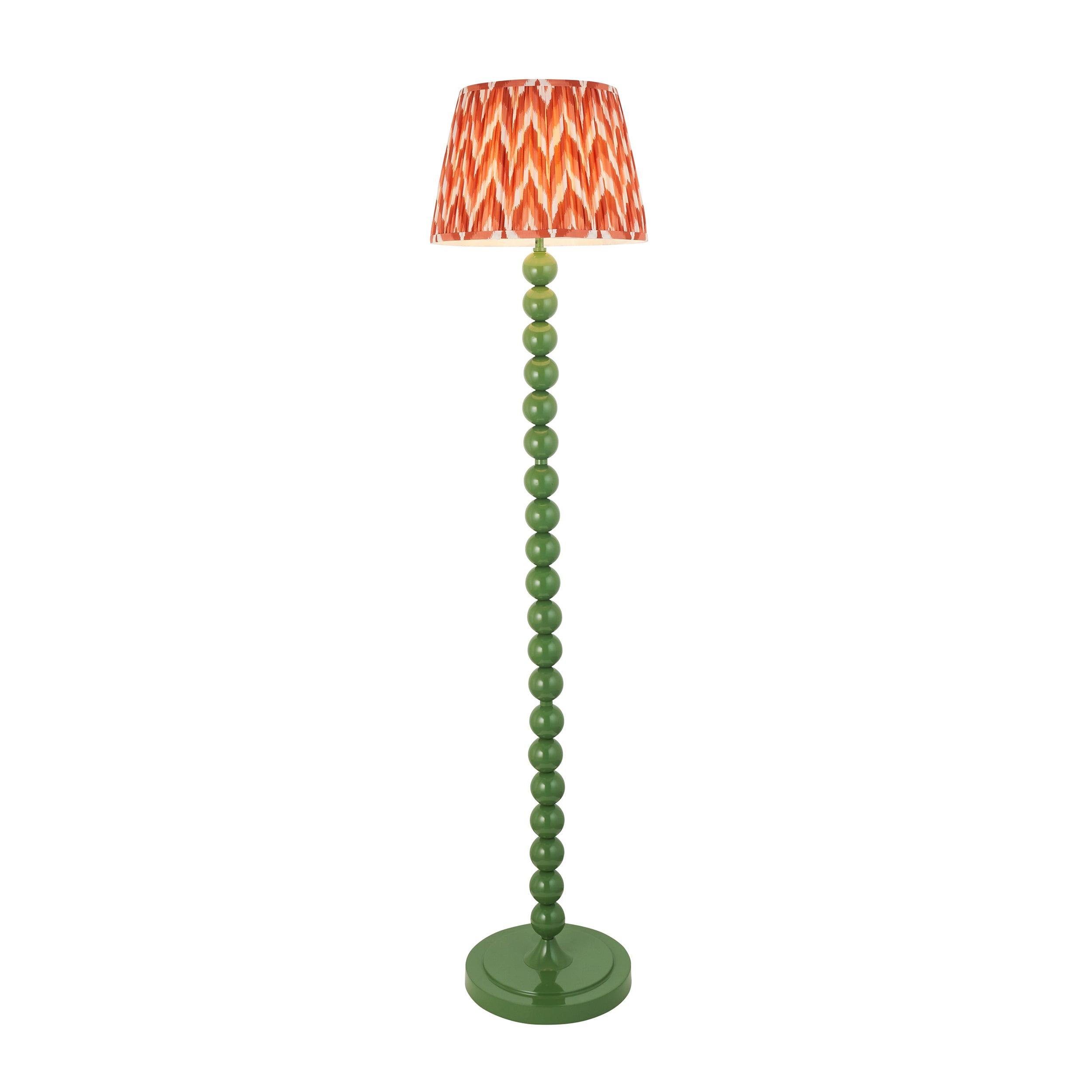Higgledy Green Floor Lamp & Zigzag 35cm Apricot Orange Shade