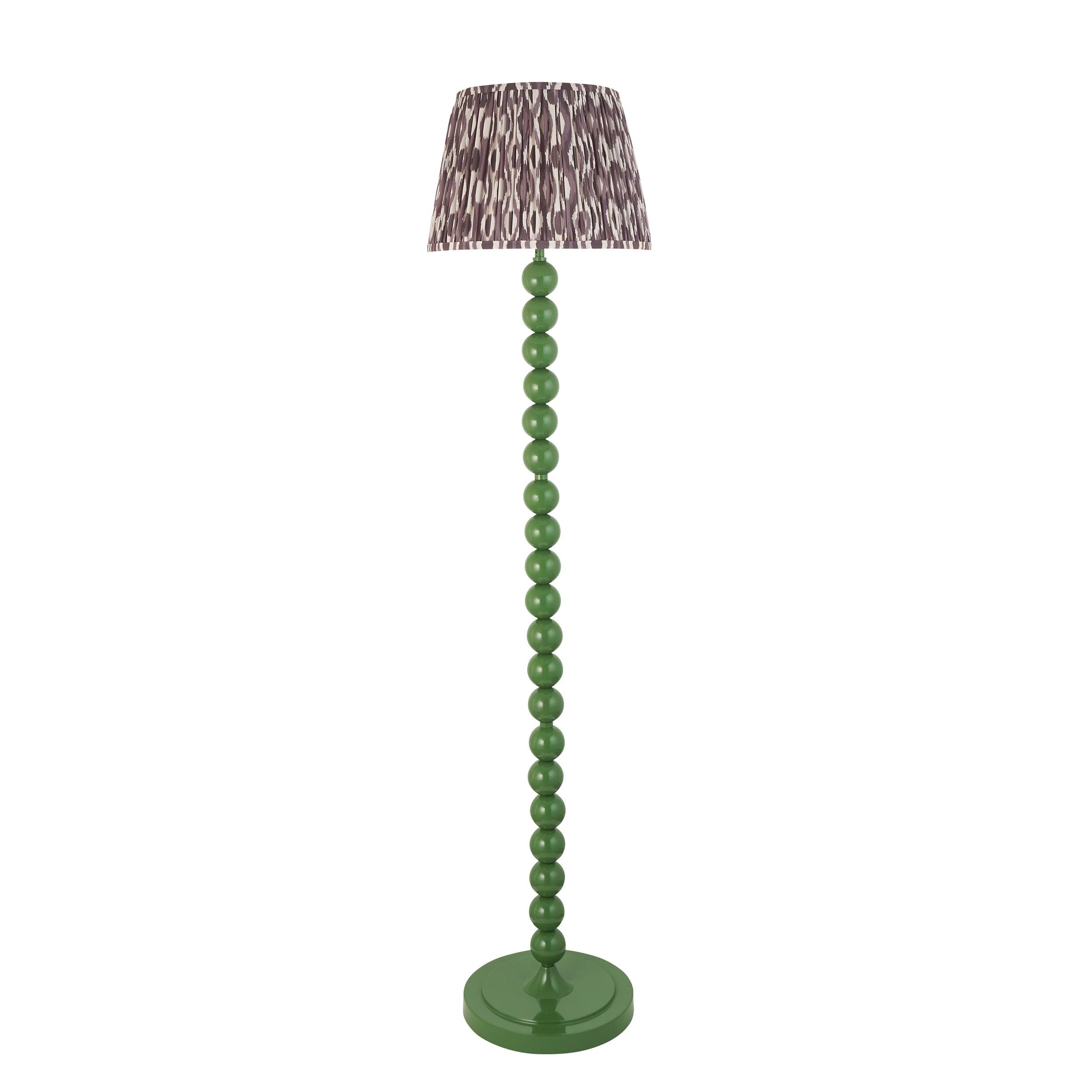 Higgledy Green Floor Lamp & Ikat 35cm Pearl Grey Shade