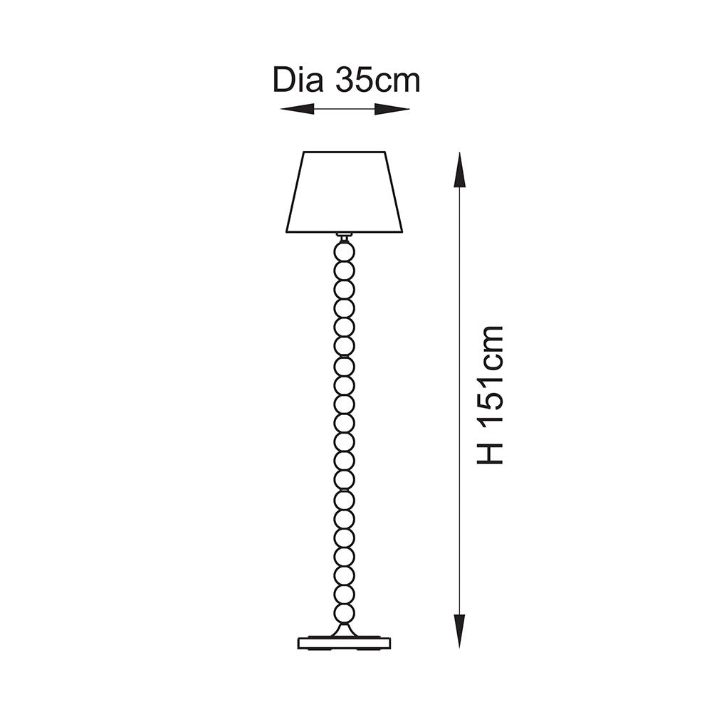 Higgledy Green Floor Lamp & Ikat 35cm Pearl Grey Shade — rear view