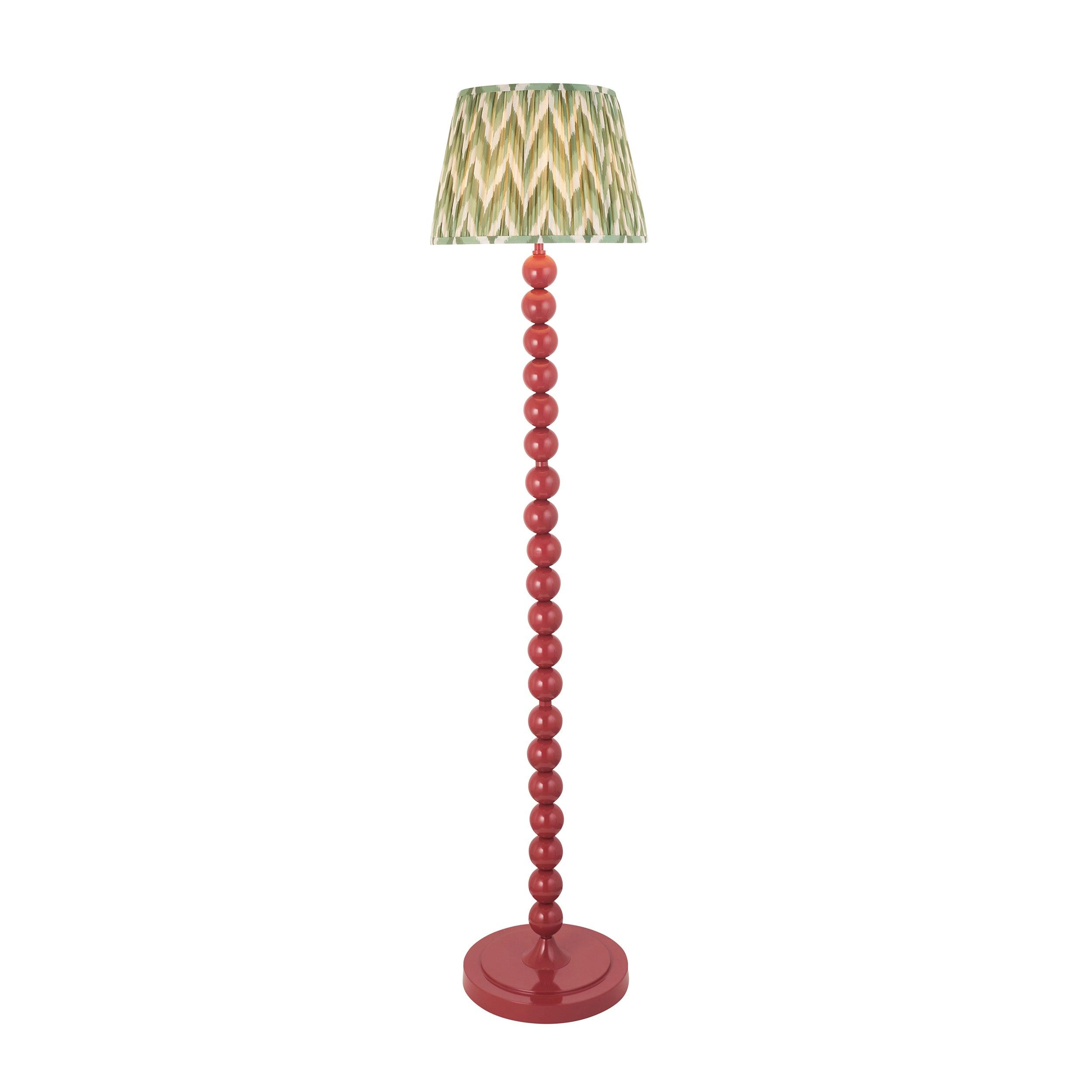 Higgledy Pink Floor Lamp & Zigzag 35cm Cotswold Green Shade