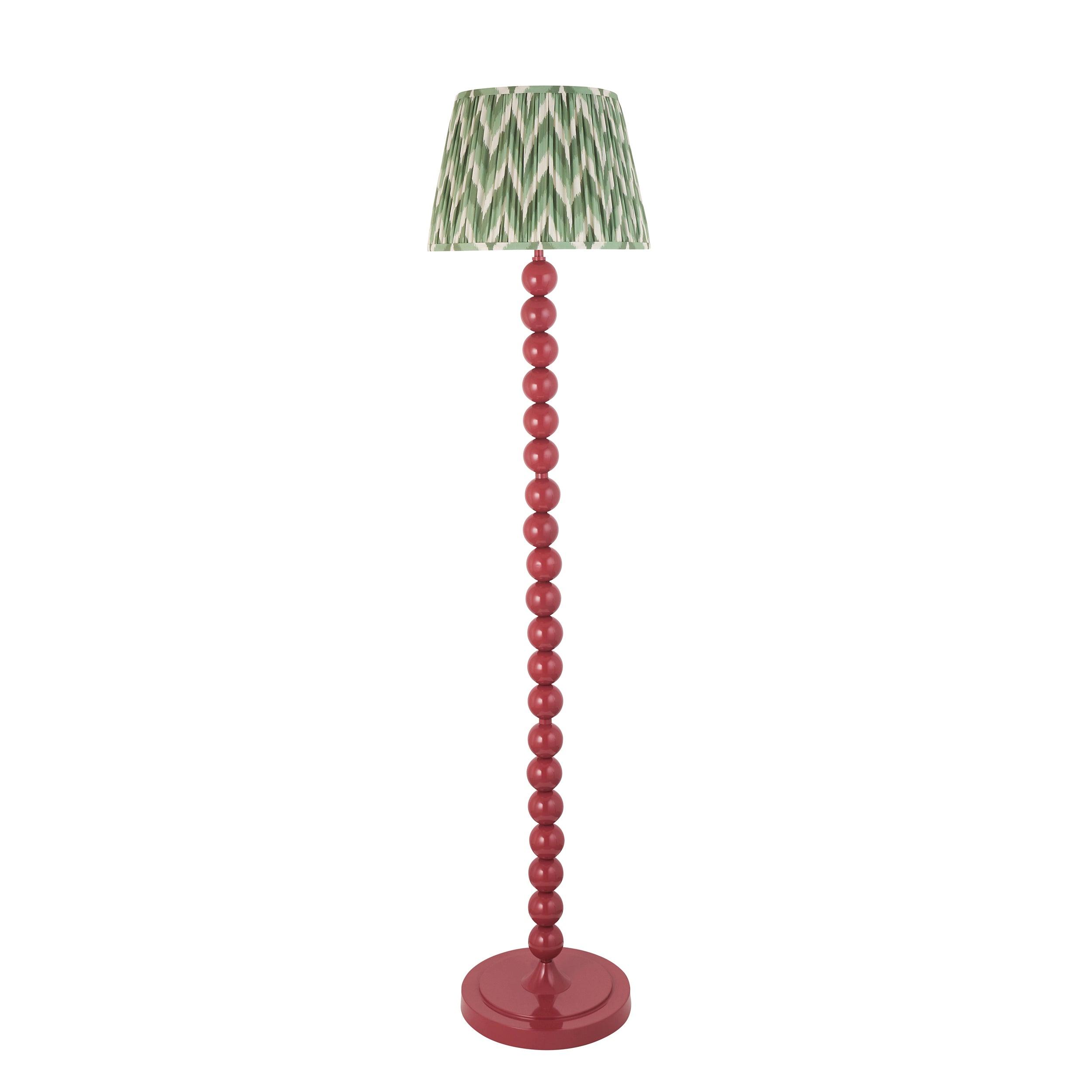 Higgledy Pink Floor Lamp & Zigzag 35cm Cotswold Green Shade