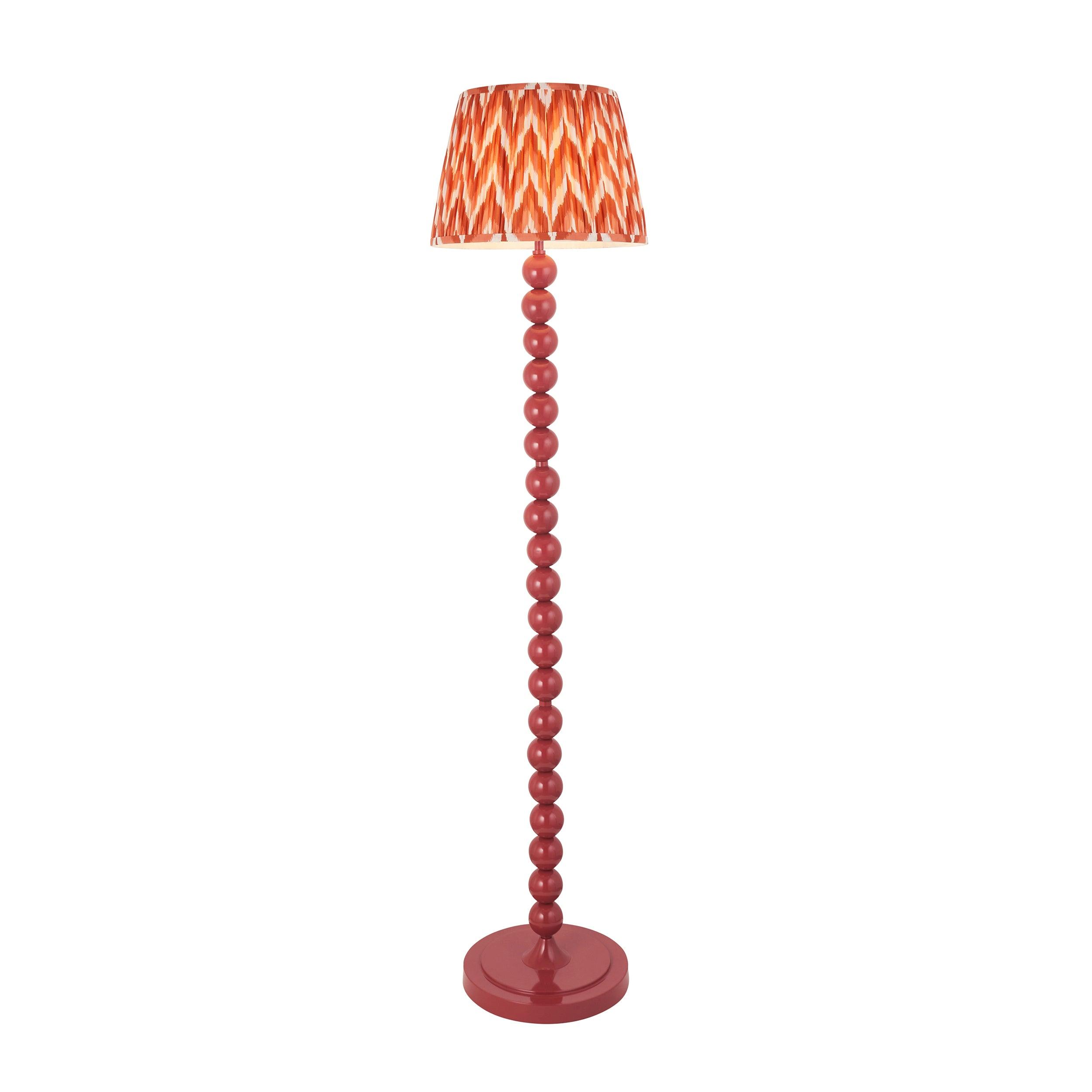 Higgledy Pink Floor Lamp & Zigzag 35cm Apricot Orange Shade