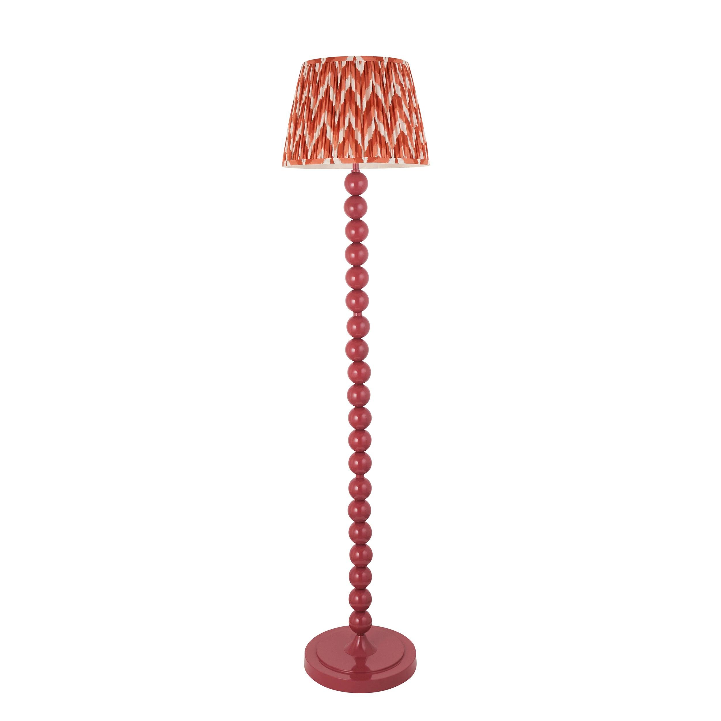 Higgledy Pink Floor Lamp & Zigzag 35cm Apricot Orange Shade