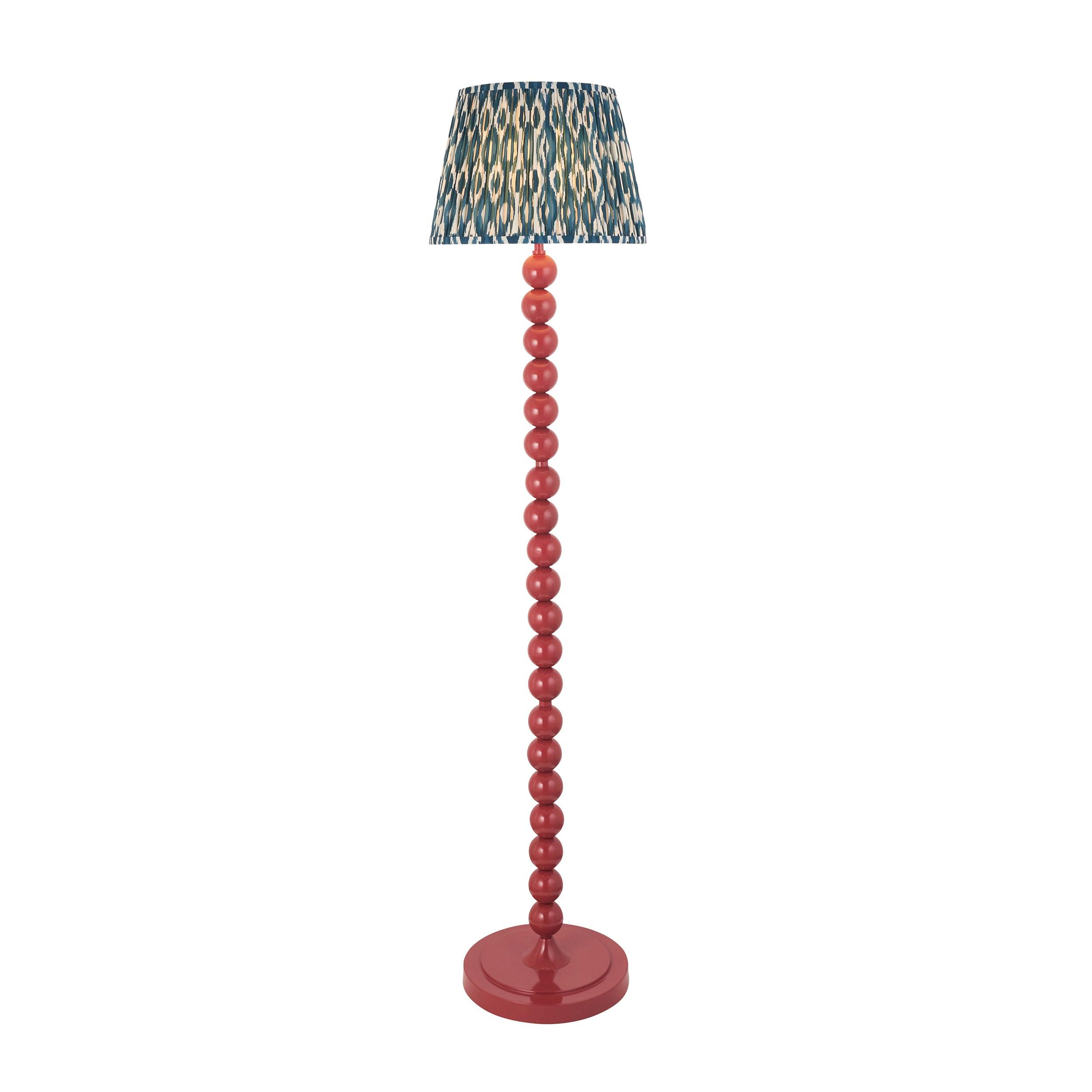 Higgledy Pink Floor Lamp & Ikat 35cm Marlin Blue Shade