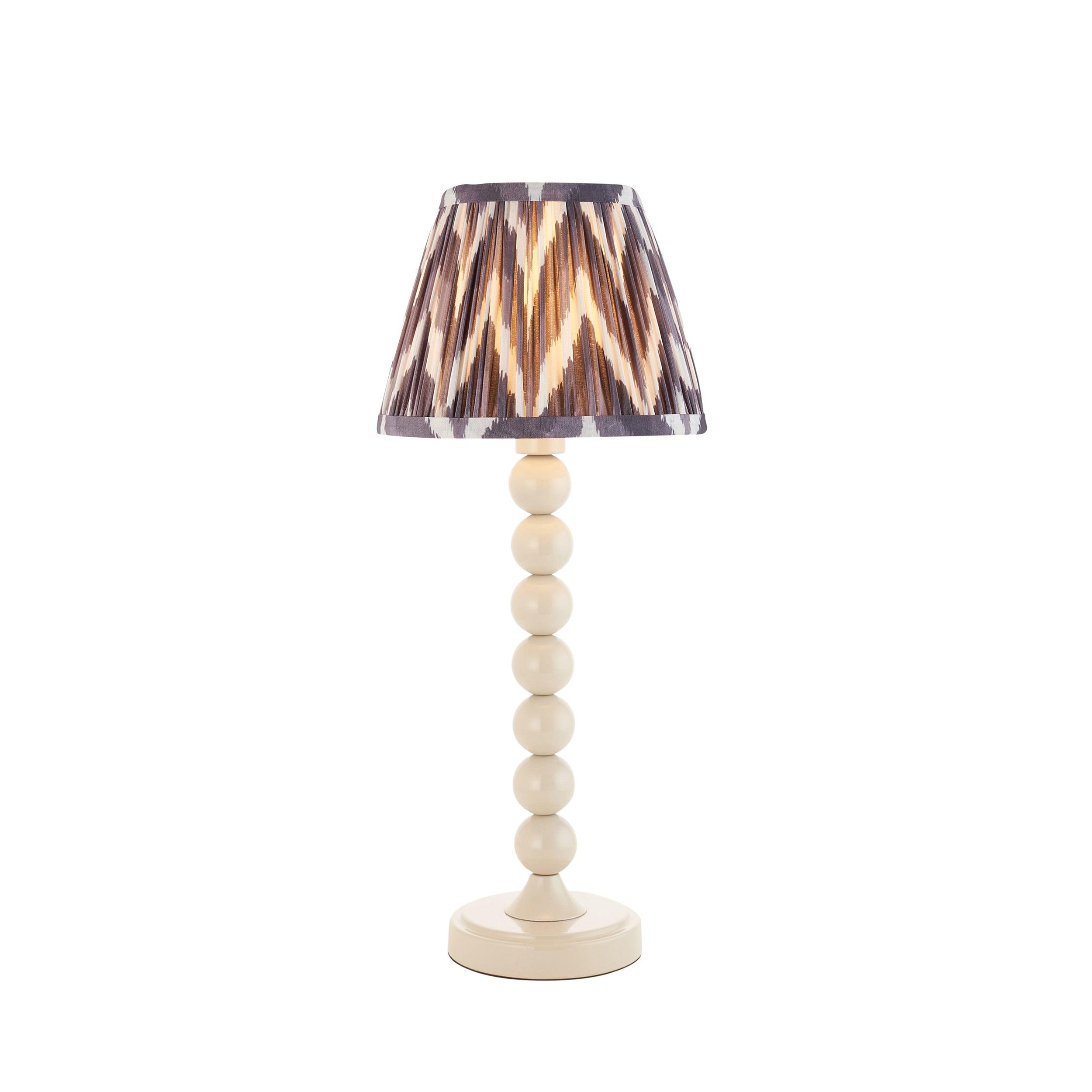 Higgledy White Table Lamp & Zigzag 20cm Pearl Grey Shade