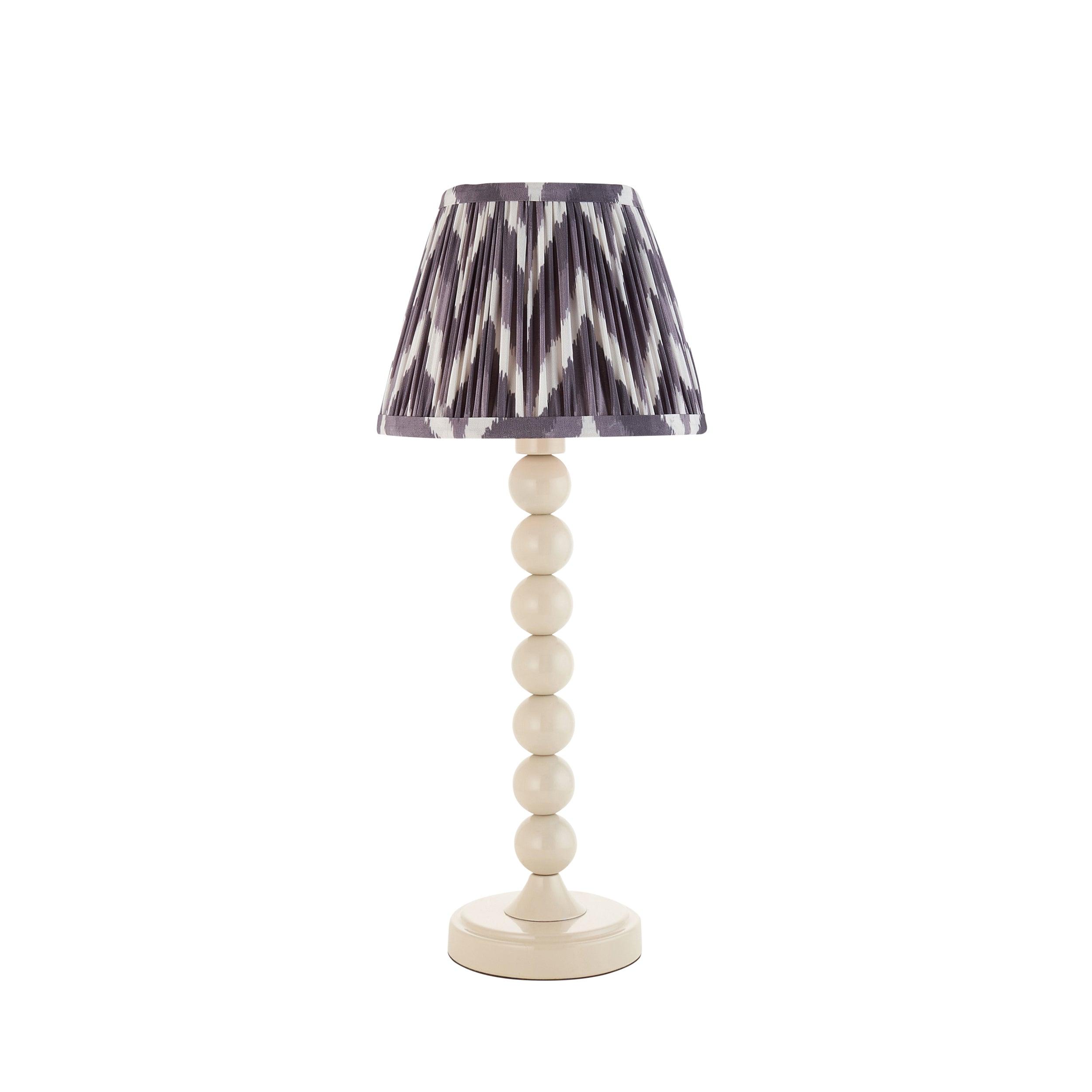 Higgledy White Table Lamp & Zigzag 20cm Pearl Grey Shade
