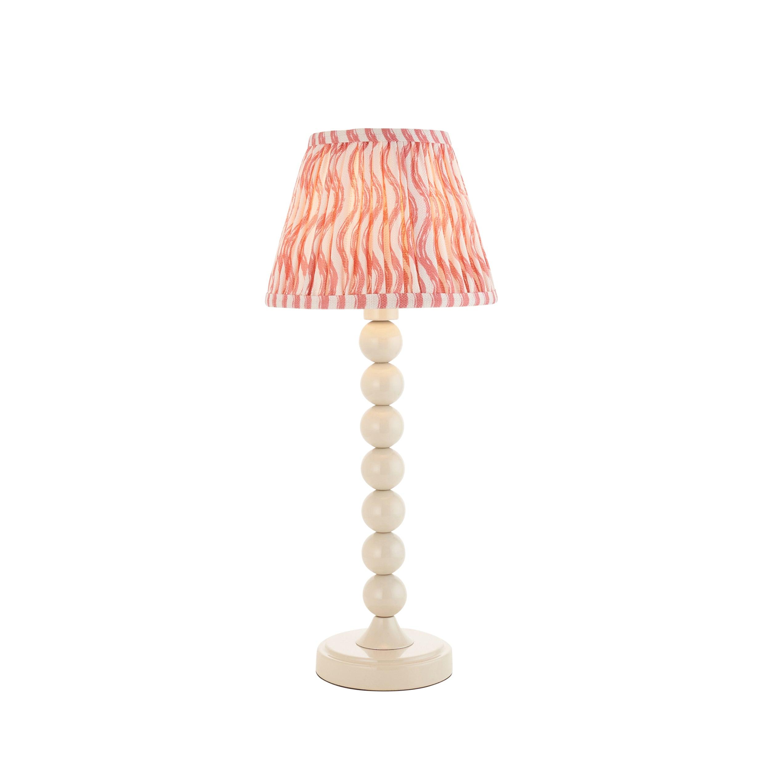 Higgledy White Table Lamp & Ripple 20cm Coral Pink Shade