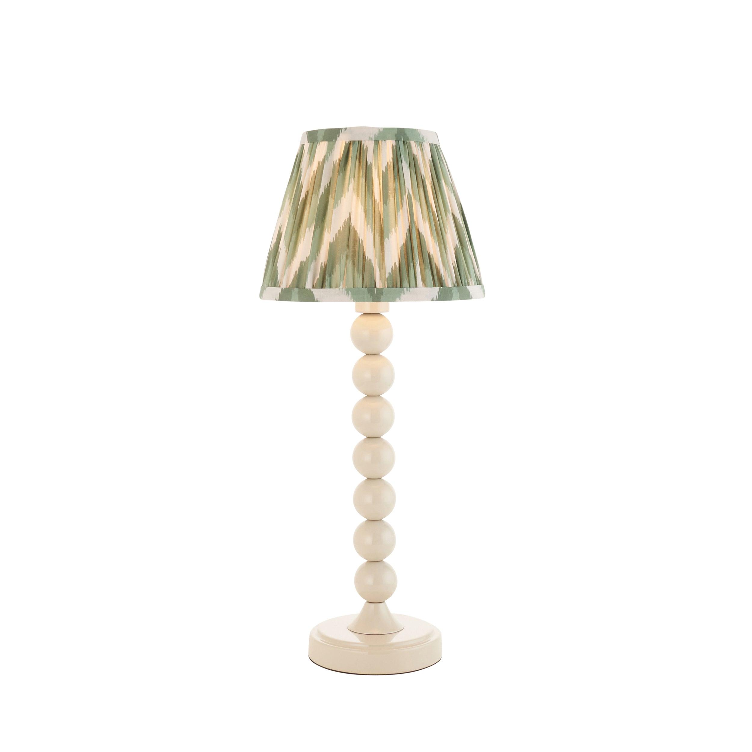 Higgledy White Table Lamp & Zigzag 20cm Cotswold Green Shade