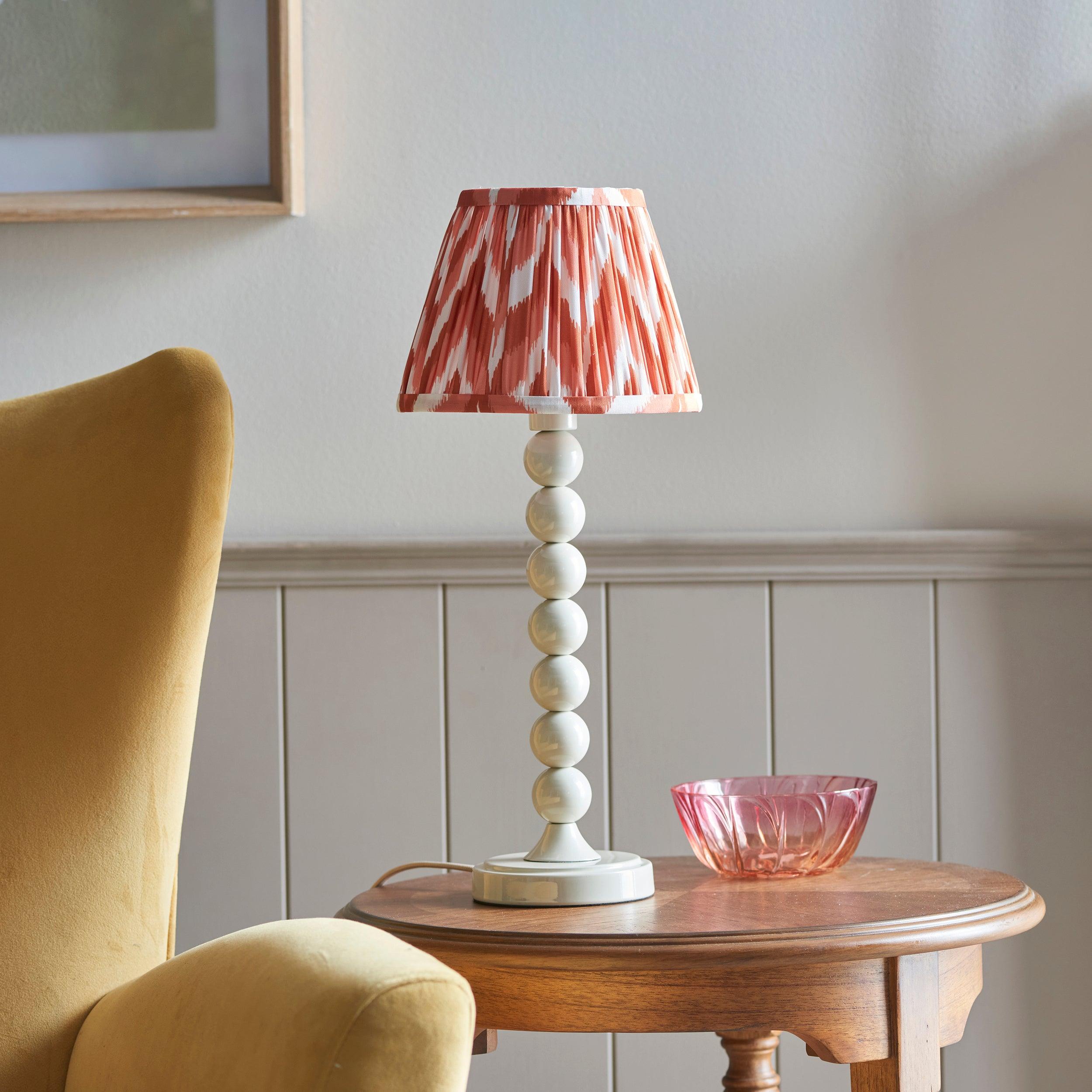 Higgledy White Table Lamp & Zigzag 20cm Apricot Orange Shade